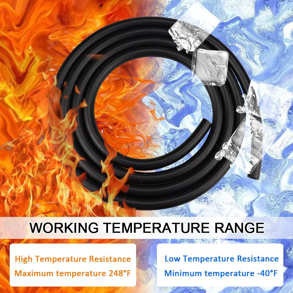 10 Feet LSGCQ Fuel Line Hose, 1/4 Inch ID NBR Rubber Fuel Line for Small Engines - 4AN Push-On