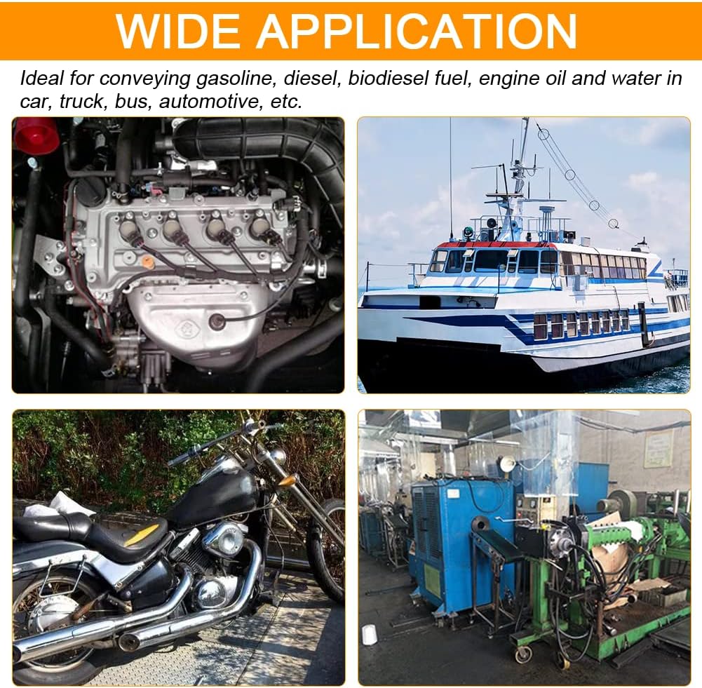 10 Feet LSGCQ Fuel Line Hose, 1/4 Inch ID NBR Rubber Fuel Line for Small Engines - 4AN Push-On