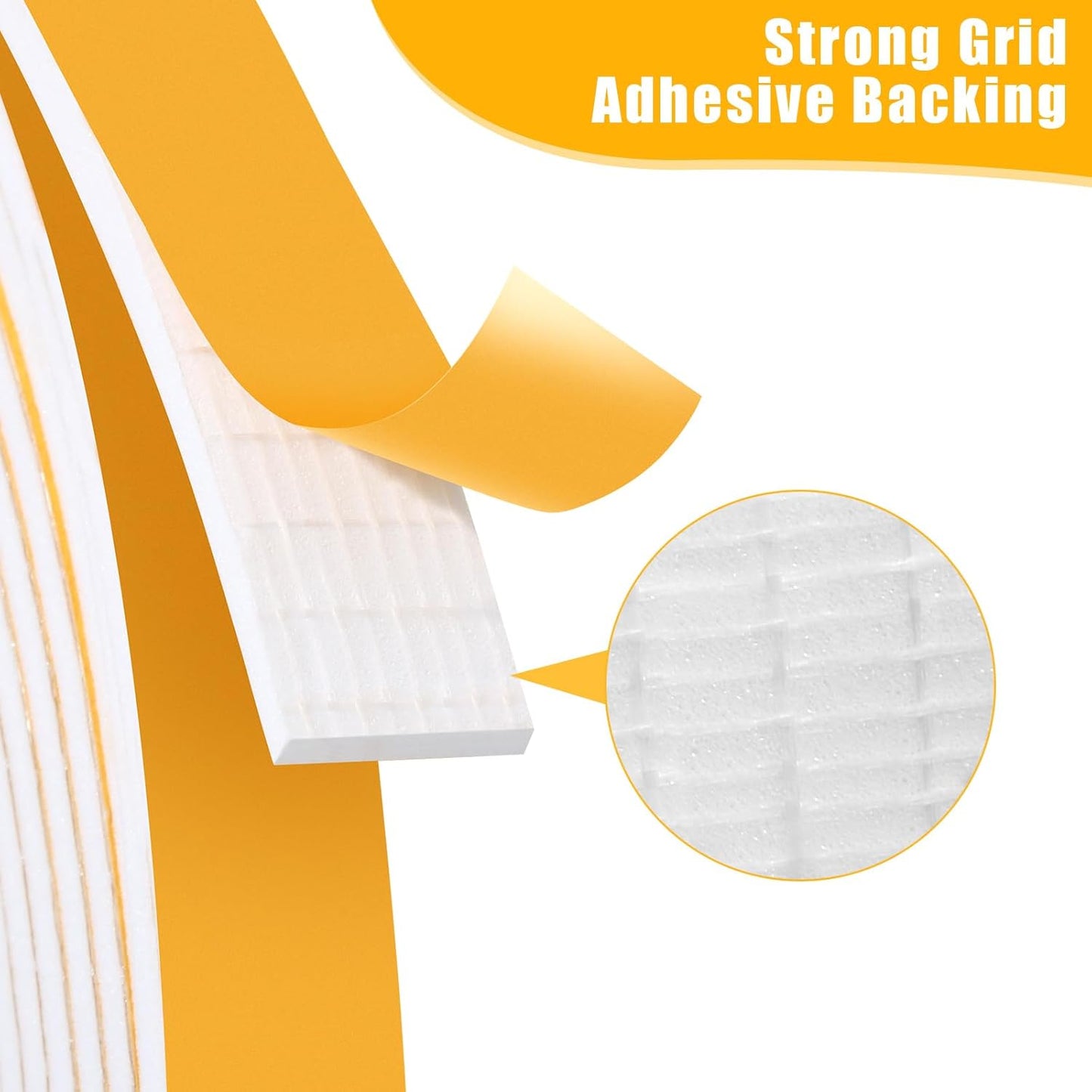 10 Feet Weather Stripping Seal for Door Window - High Density Foam Tape for Soundproofing and Insulation - White, 1" X 1/2