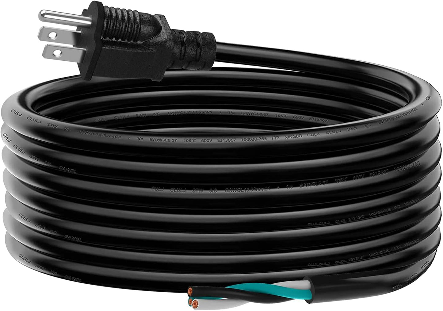 10 FT 14 AWG 3 Prong Power Cord Replacement with 15 Amp 3 Conductor Wire Extension Cable