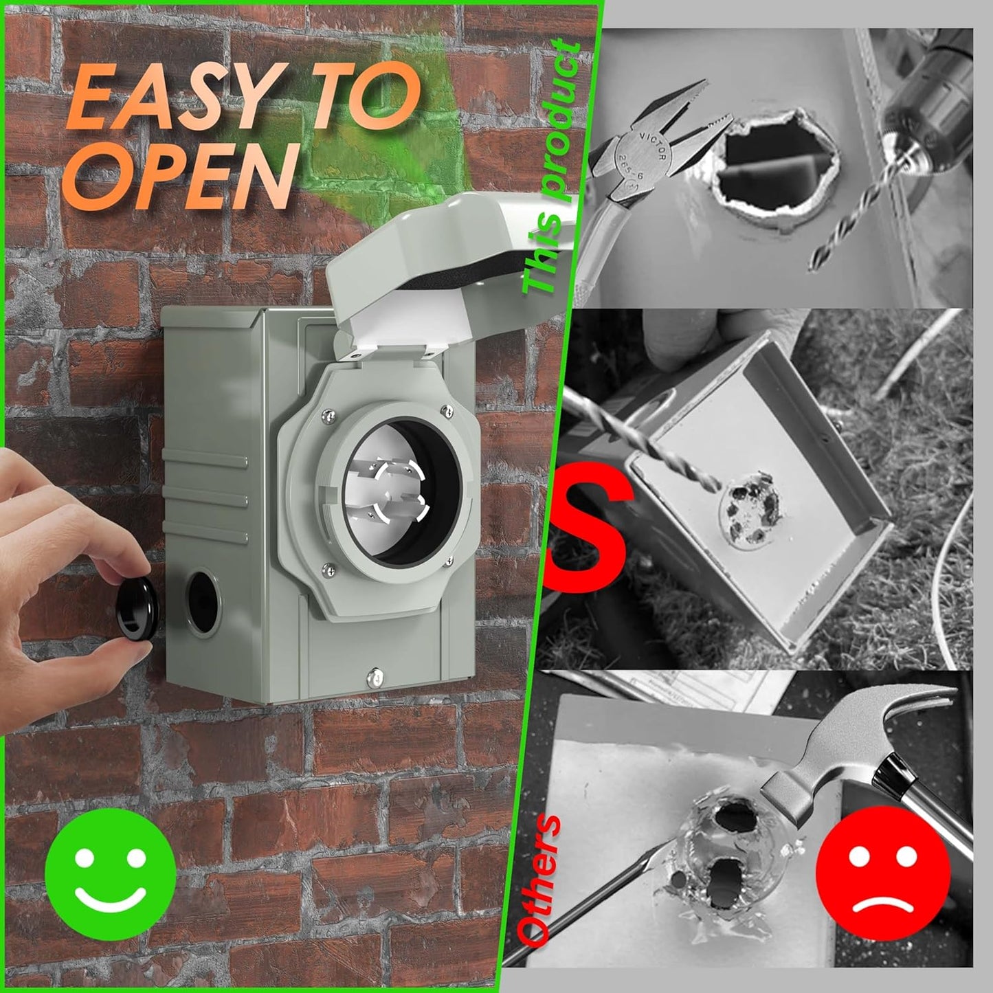 10 Ft 30A Generator Extension Cord with 4 Prongs, Locking Connector, Heavy Duty NEMA L14-30P/L14-30R, 125/250V 7500W 10 Gauge SJTW - Generator to House Power