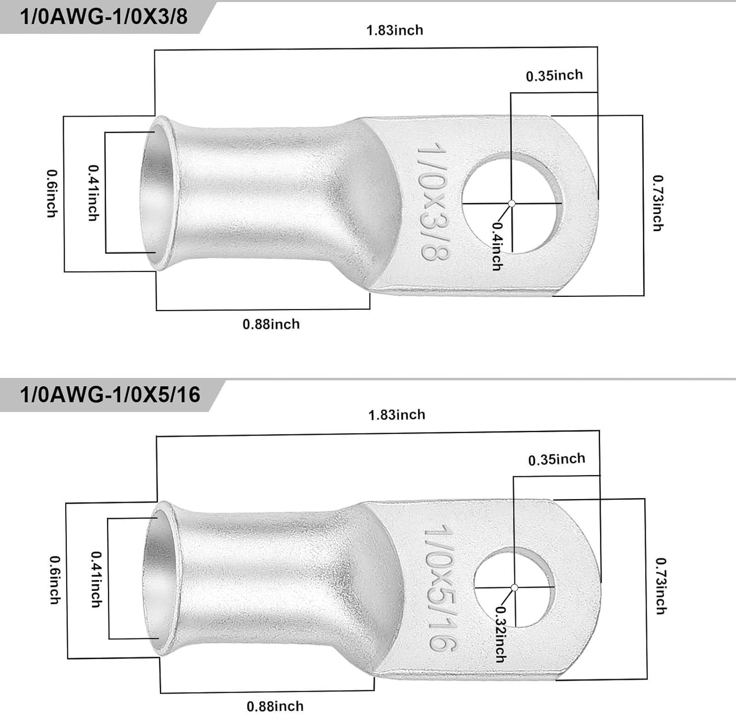 10 Ft Black + 10 Ft Red Battery Welding Wire Set with Copper Cable Lugs and Heat Shrink Tubing