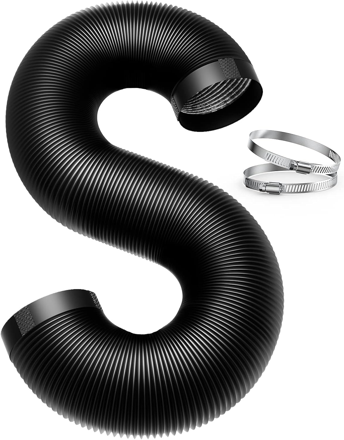 10 FT Drasum Dryer Vent Hose 4 Inch Duct - Flexible 4 Layer PVC and Aluminum Duct with 2 Clamps for HVAC Ventilation