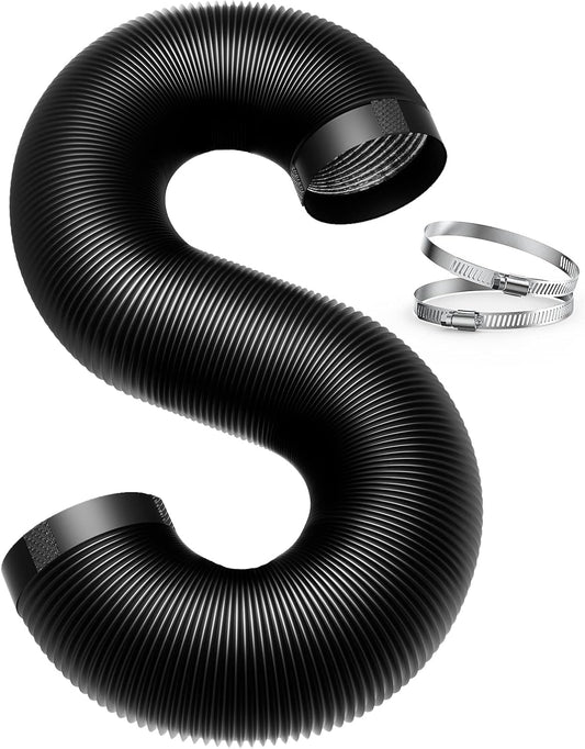 10 FT Drasum Dryer Vent Hose 4 Inch Duct - Flexible 4 Layer PVC and Aluminum Duct with 2 Clamps for HVAC Ventilation