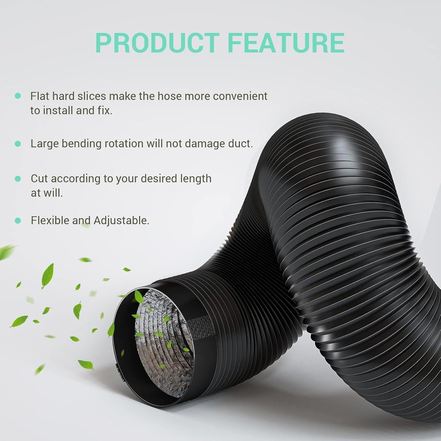 10 FT Drasum Dryer Vent Hose 4 Inch Duct - Flexible 4 Layer PVC and Aluminum Duct with 2 Clamps for HVAC Ventilation