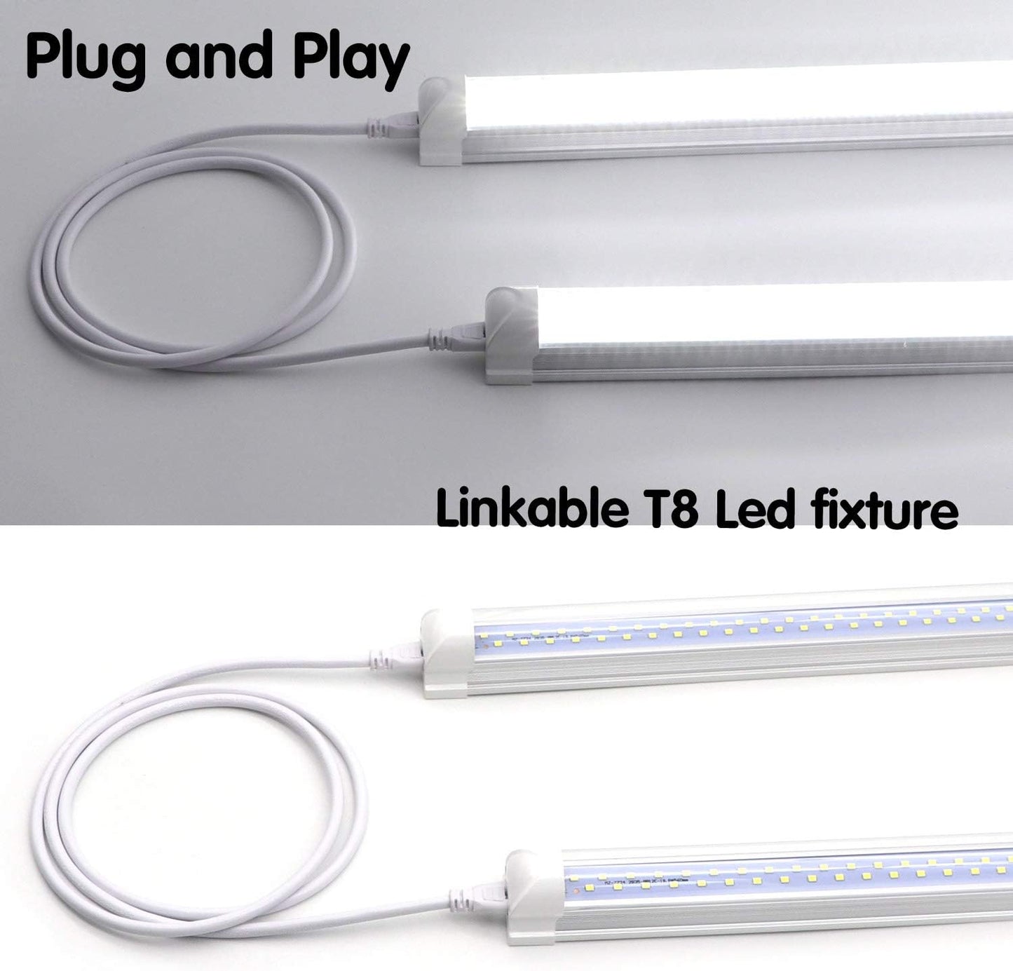 10 ft Extension Cords for T5 T8 Lights - 2 Pack of 3 Meter Connector Cables for LED Tube & Garage Light Fixtures