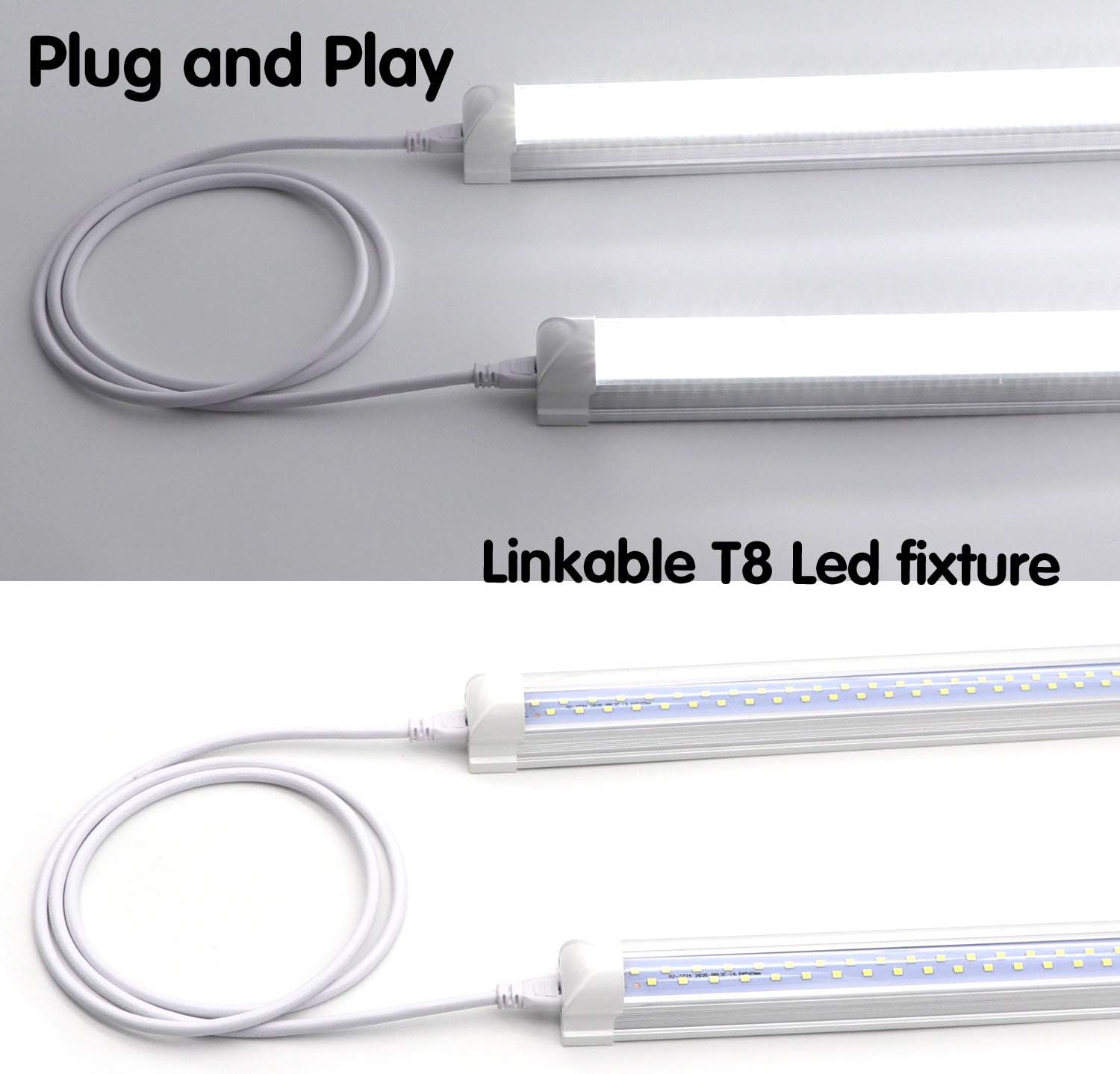 10 ft Extension Cords for T5 T8 Lights - 2 Pack of 3 Meter Connector Cables for LED Tube & Garage Light Fixtures