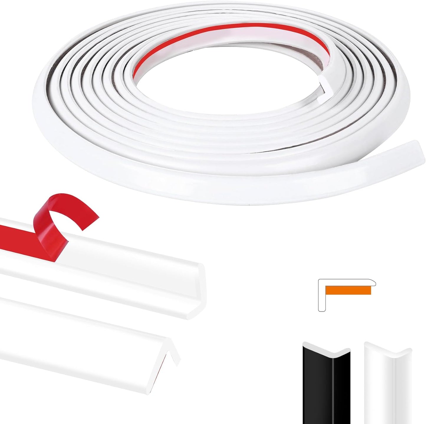 10 Ft L-Shape Peel and Stick Tile Edge Trim in White for Bathroom Backsplash and Shower Wall
