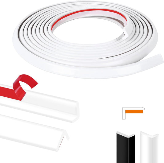 10 Ft L-Shape Peel and Stick Tile Edge Trim in White for Bathroom Backsplash and Shower Wall