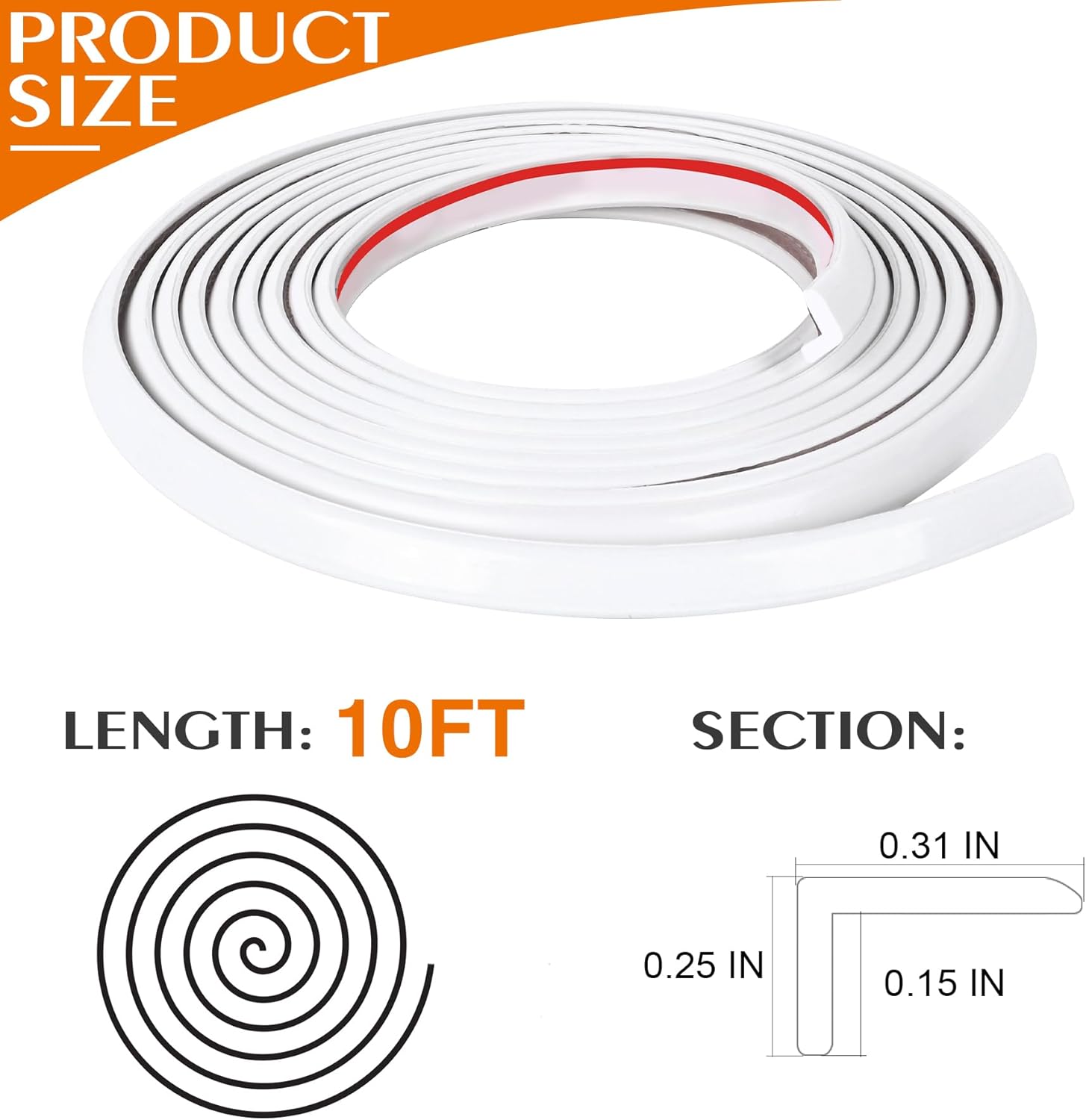 10 Ft L-Shape Peel and Stick Tile Edge Trim in White for Bathroom Backsplash and Shower Wall