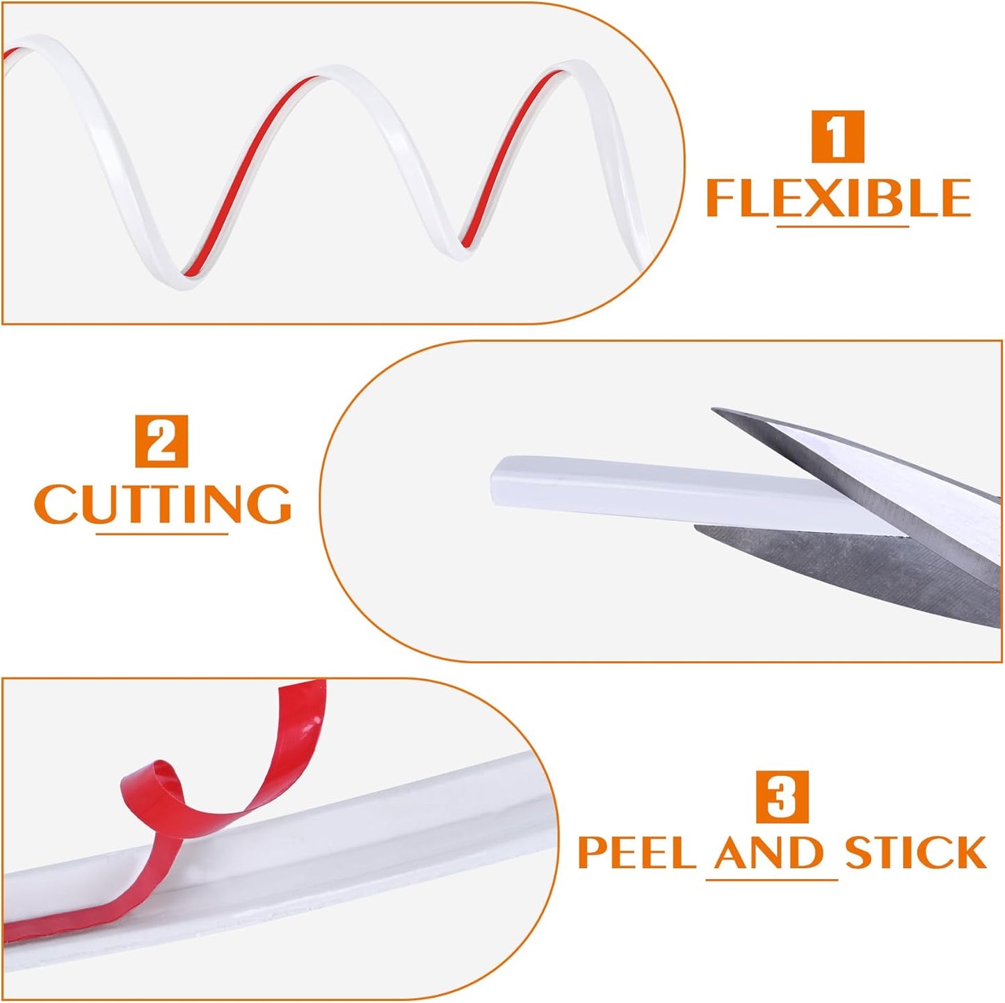 10 Ft L-Shape Peel and Stick Tile Edge Trim in White for Bathroom Backsplash and Shower Wall