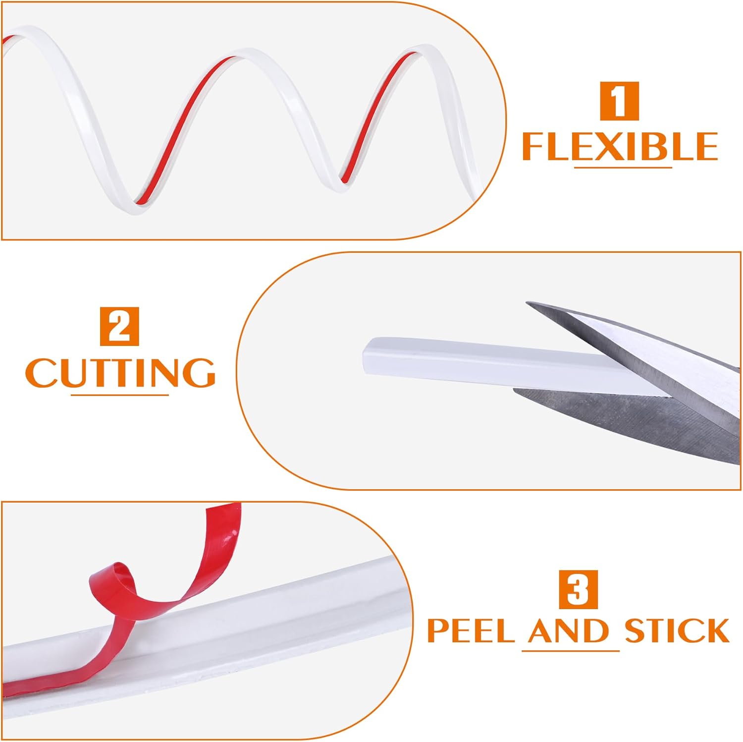 10 Ft L-Shape Peel and Stick Tile Edge Trim in White for Bathroom Backsplash and Shower Wall