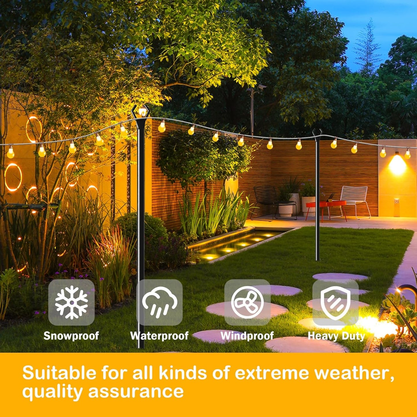 10 Ft Metal String Light Poles with Fork for Outdoor Lights - 2 Pack Patio Stand for Wedding, Party & Garden