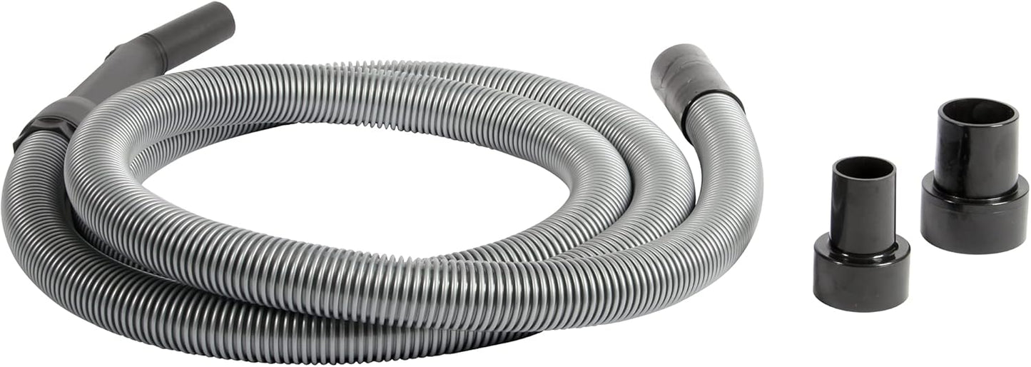 10 Ft. Premium Shop Vacuum Extension Hose with 2 Tank Adapters - 1.25" Curved End - Silver Color