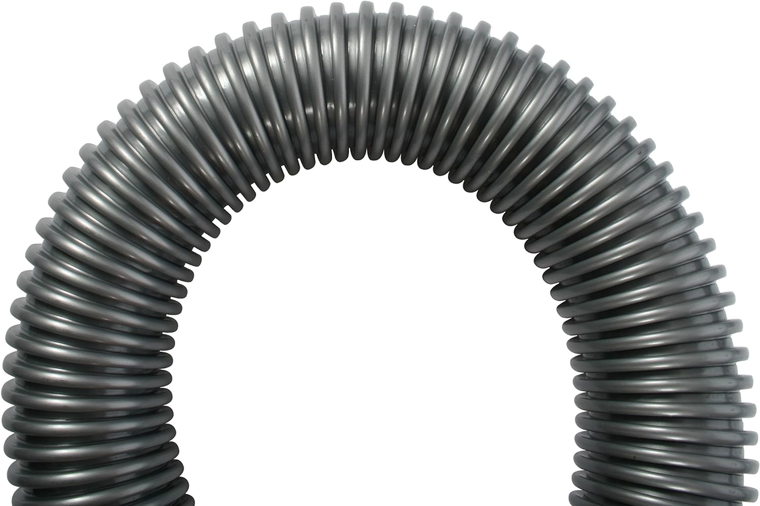 10 Ft. Premium Shop Vacuum Extension Hose with 2 Tank Adapters - 1.25" Curved End - Silver Color