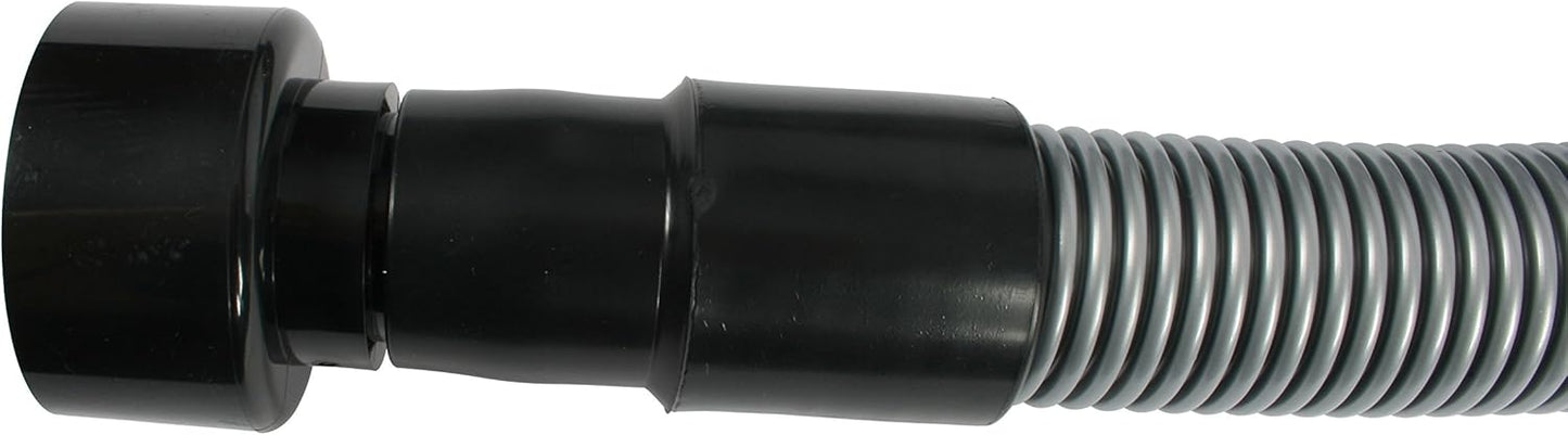 10 Ft. Premium Shop Vacuum Extension Hose with 2 Tank Adapters - 1.25" Curved End - Silver Color