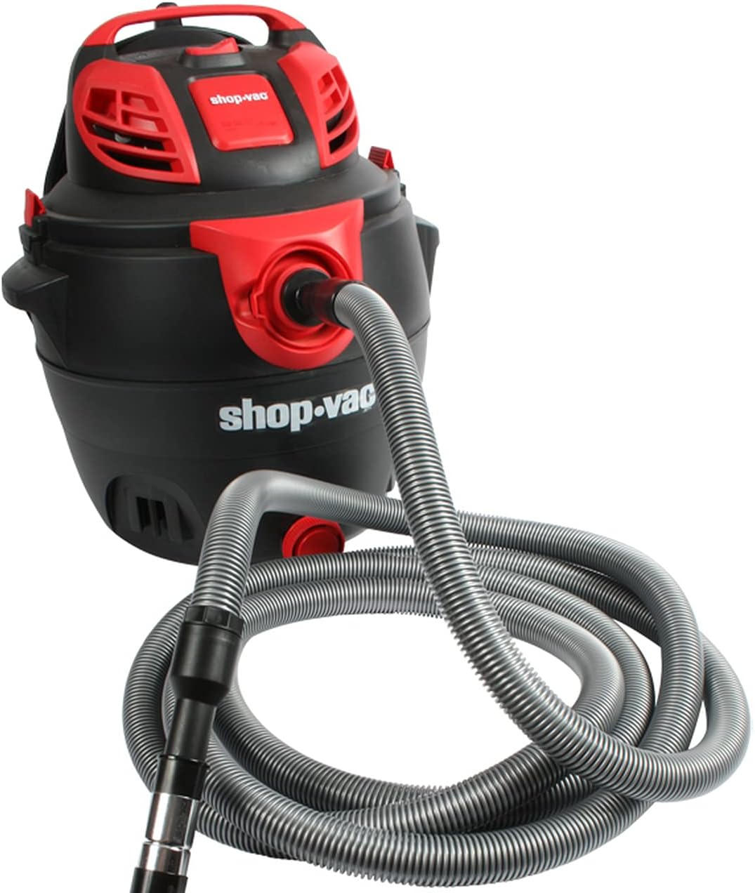 10 Ft. Premium Shop Vacuum Extension Hose with 2 Tank Adapters - 1.25" Curved End - Silver Color