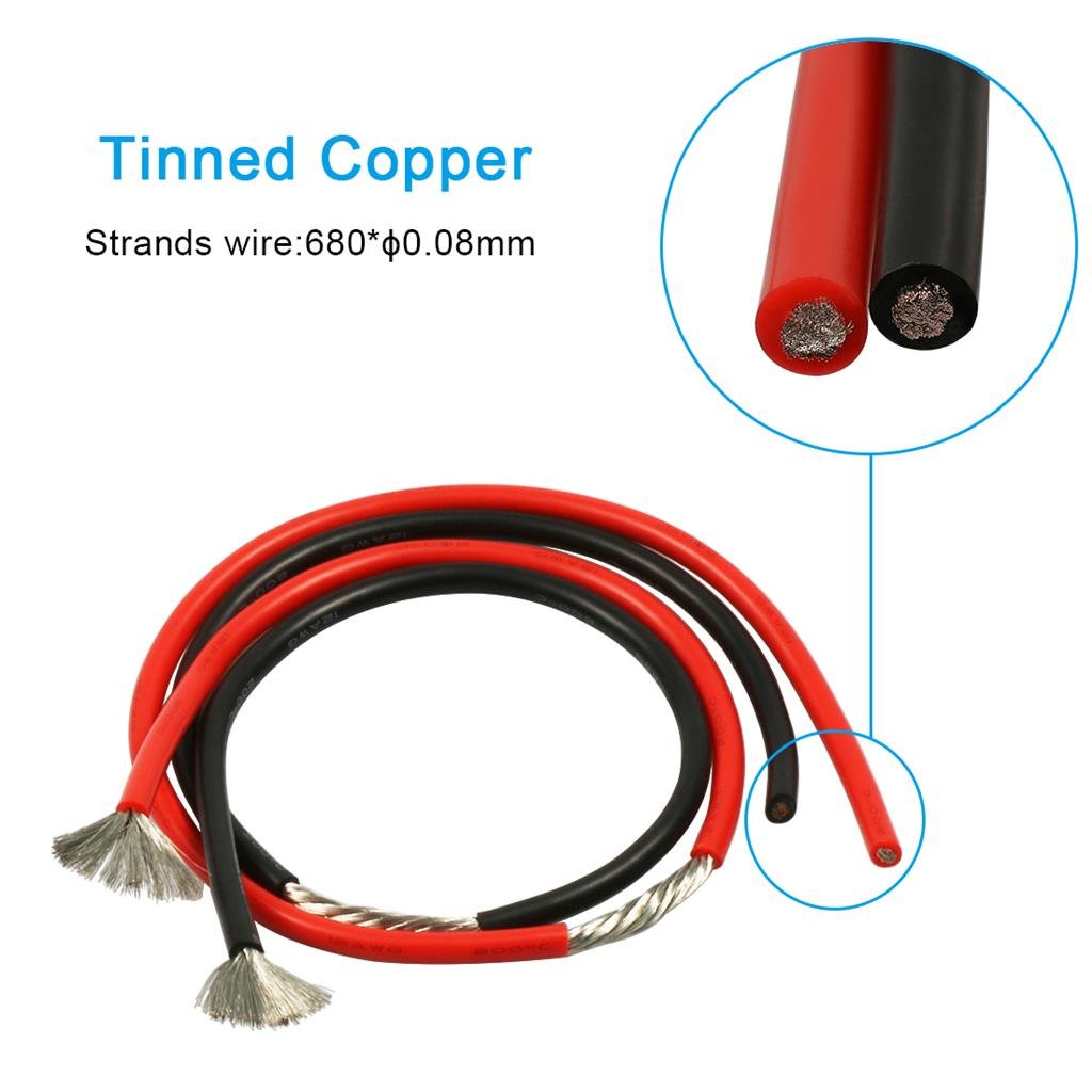 10 ft Red + 10 ft Black 12 AWG Silicone Copper Wire - BNTECHGO Flexible Stranded Tinned - 12 Gauge Wire