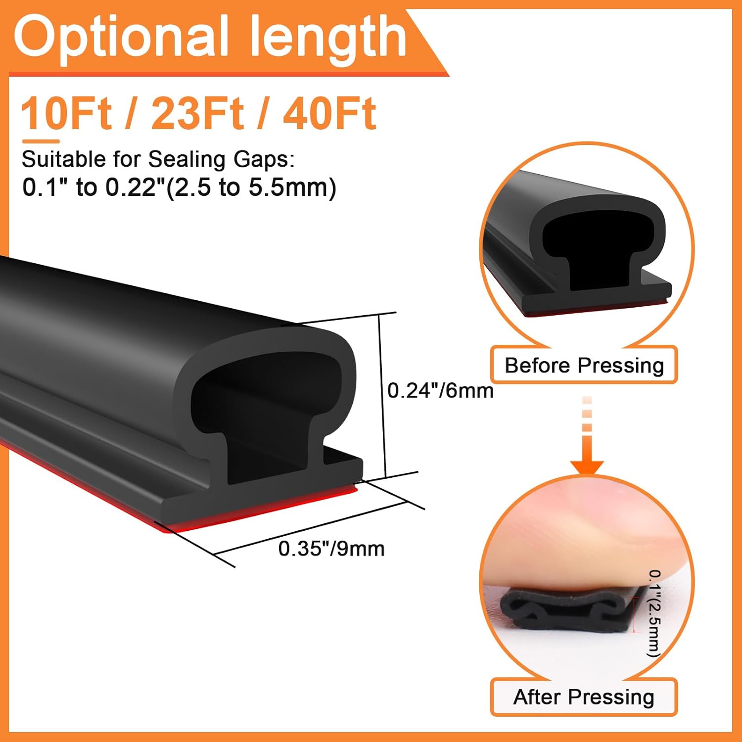 10 Ft Rubber Door Weather Stripping Seal Strip - D Shaped Self Adhesive Soundproofing for Windows & Doors