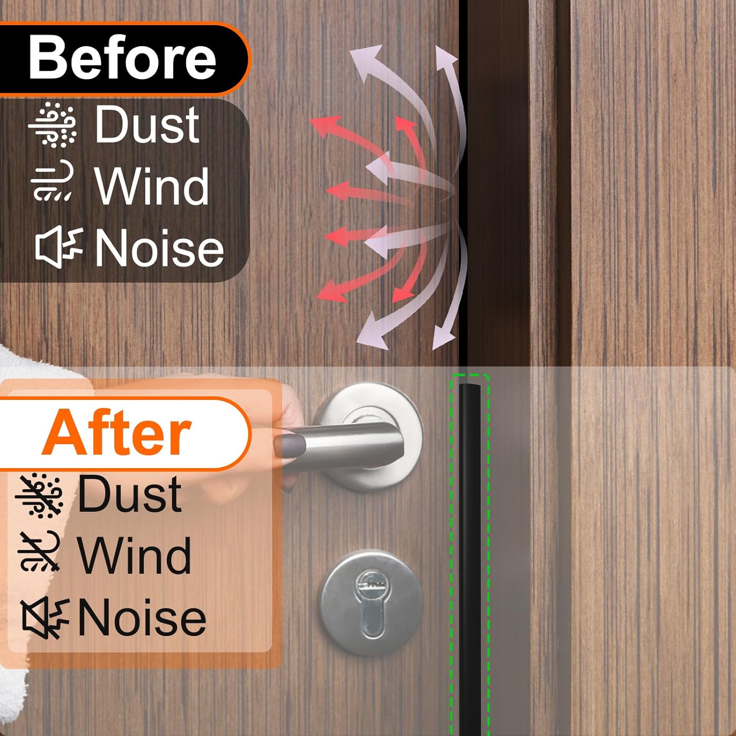 10 Ft Rubber Door Weather Stripping Seal Strip - D Shaped Self Adhesive Soundproofing for Windows & Doors