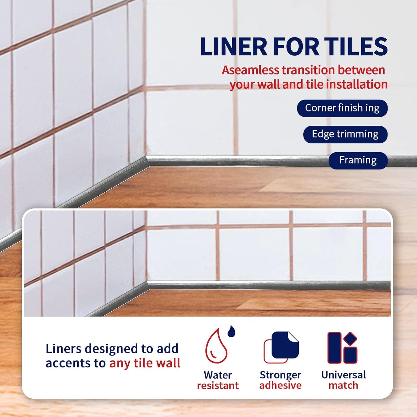 10 Ft Stainless Steel Peel and Stick Trim for Backsplash Tile Edge - Self-Adhesive Flexible Corner Decor Panels by Art3d Wall