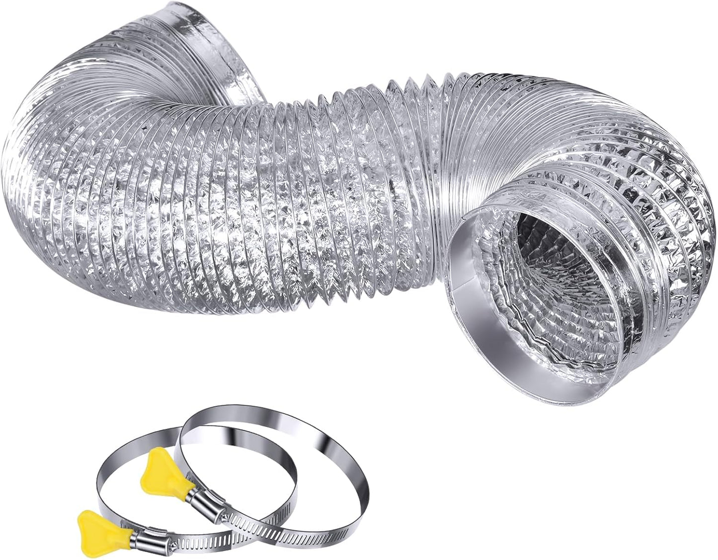 10 FT Steelsoft Heavy Duty Dryer Vent Duct Hose - 4 inch, Extra Thick Aluminum Foil Transition Duct Kit with Collars for Easy Installation