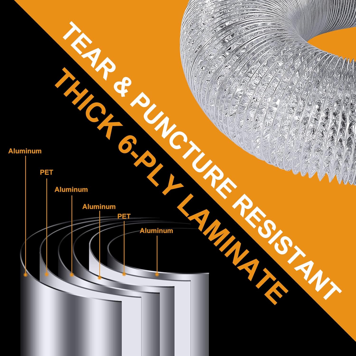 10 FT Steelsoft Heavy Duty Dryer Vent Duct Hose - 4 inch, Extra Thick Aluminum Foil Transition Duct Kit with Collars for Easy Installation