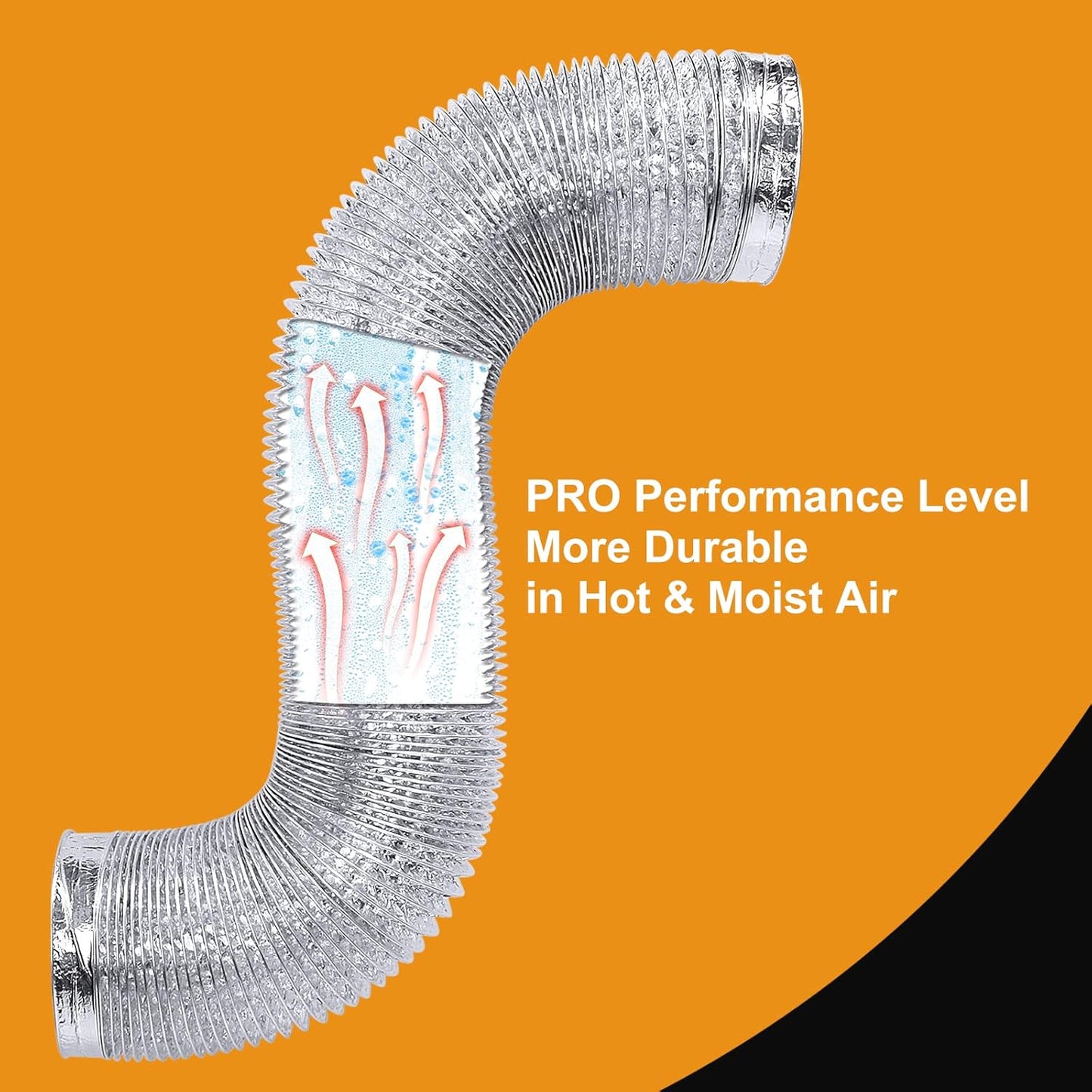 10 FT Steelsoft Heavy Duty Dryer Vent Duct Hose - 4 inch, Extra Thick Aluminum Foil Transition Duct Kit with Collars for Easy Installation