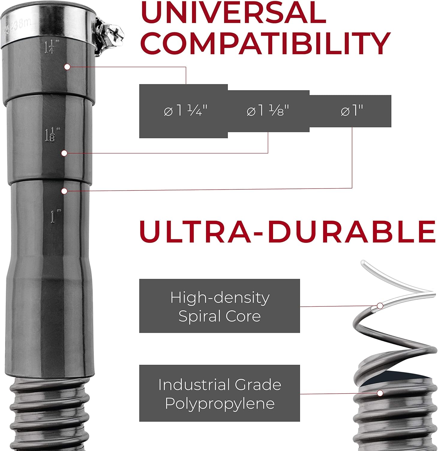 10 Ft Universal Flexible Corrugated Washing Machine Drain Hose with Clamp - Easy Installation Replacement Drain Hose for Washers