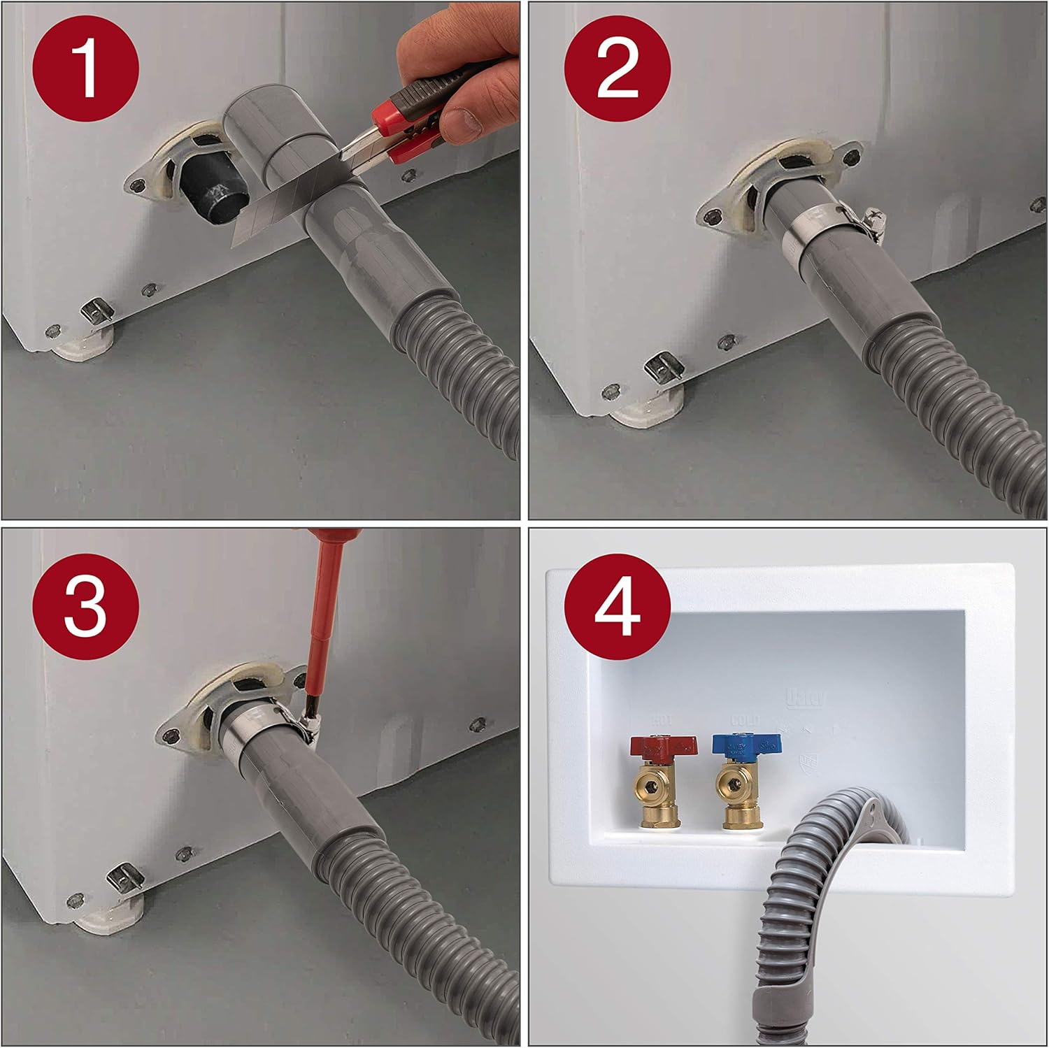 10 Ft Universal Flexible Corrugated Washing Machine Drain Hose with Clamp - Easy Installation Replacement Drain Hose for Washers