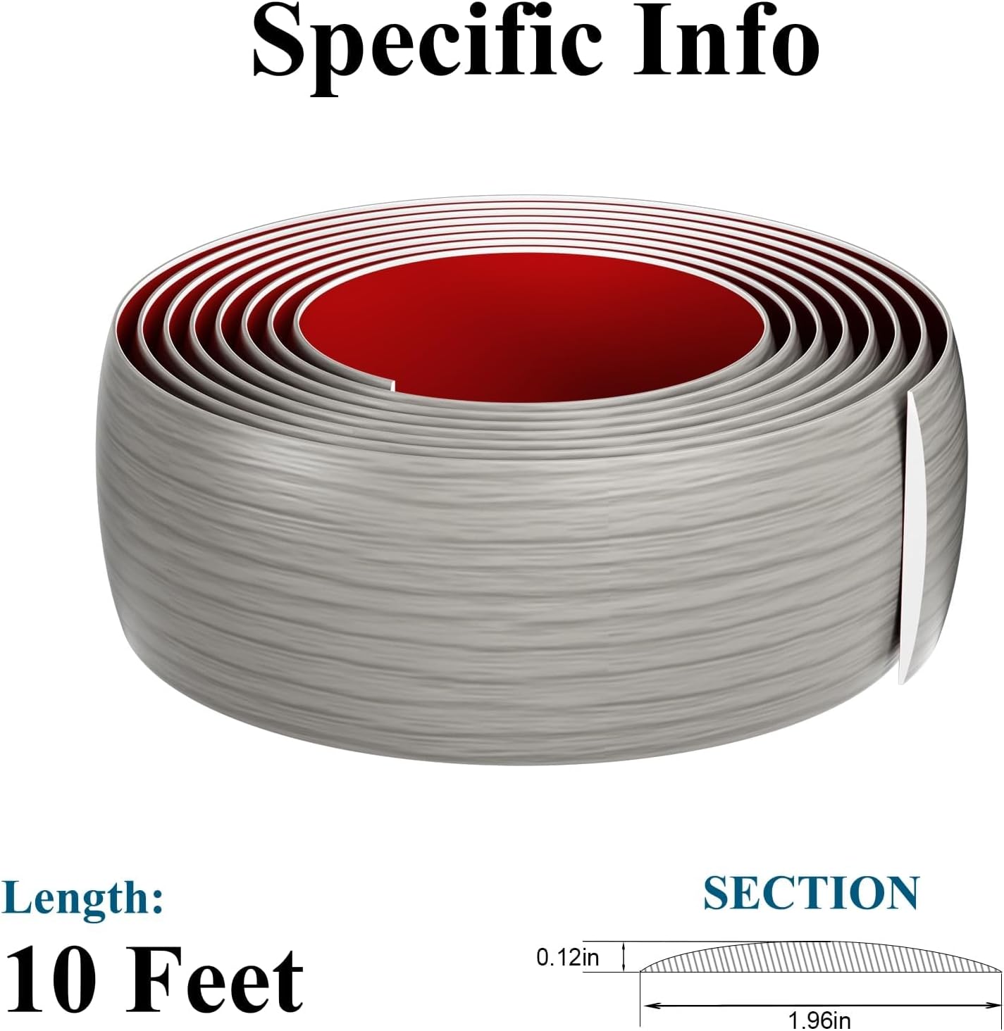 10 Ft x 2" Greymond Floor Transition Strip - Vinyl Adhesive Laminate Flat Divider for Joining Floor Gaps, Carpet, Threshold Cover - Beige Grey Floor Tiles