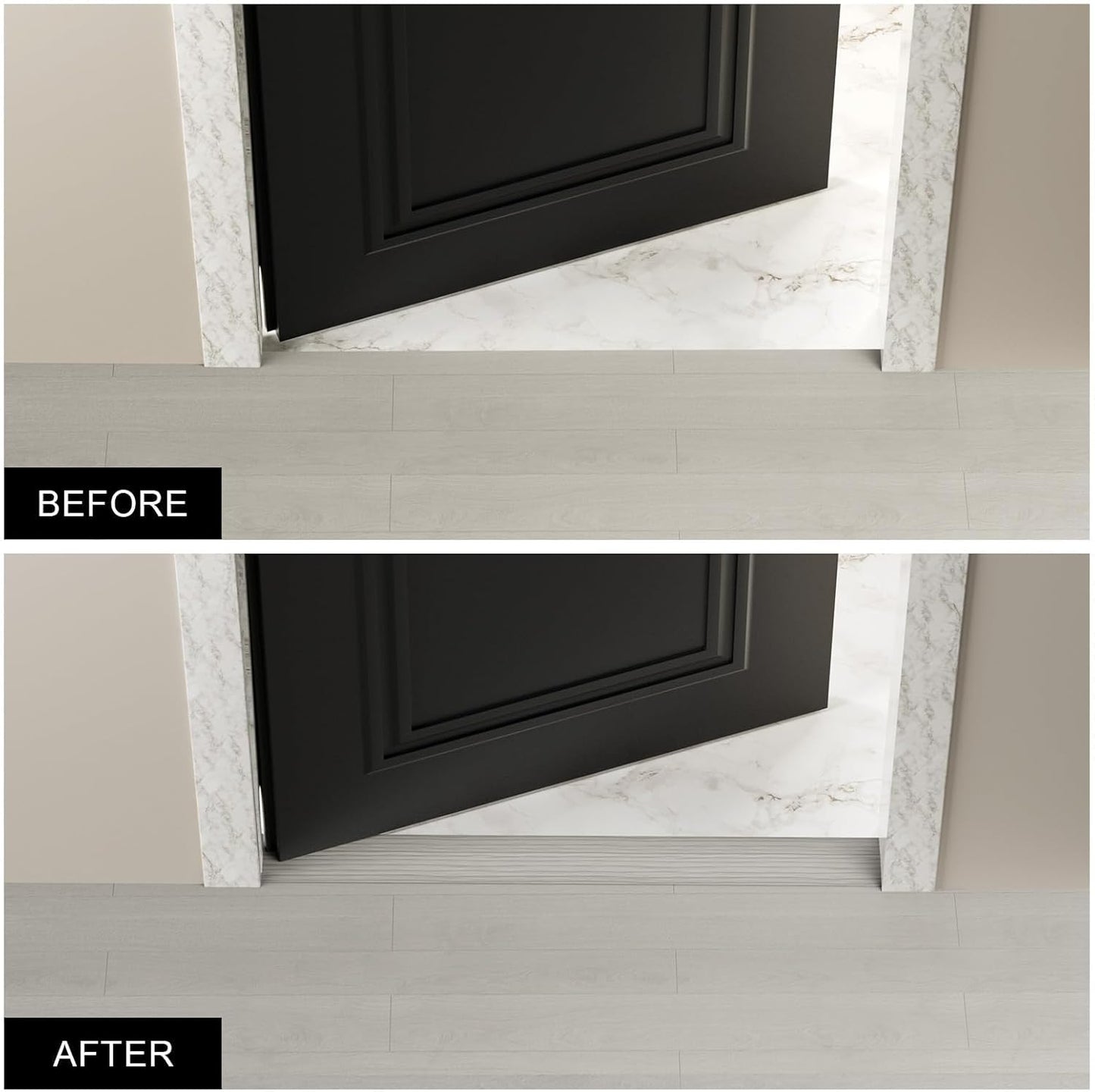 10 Ft x 2" Greymond Floor Transition Strip - Vinyl Adhesive Laminate Flat Divider for Joining Floor Gaps, Carpet, Threshold Cover - Beige Grey Floor Tiles