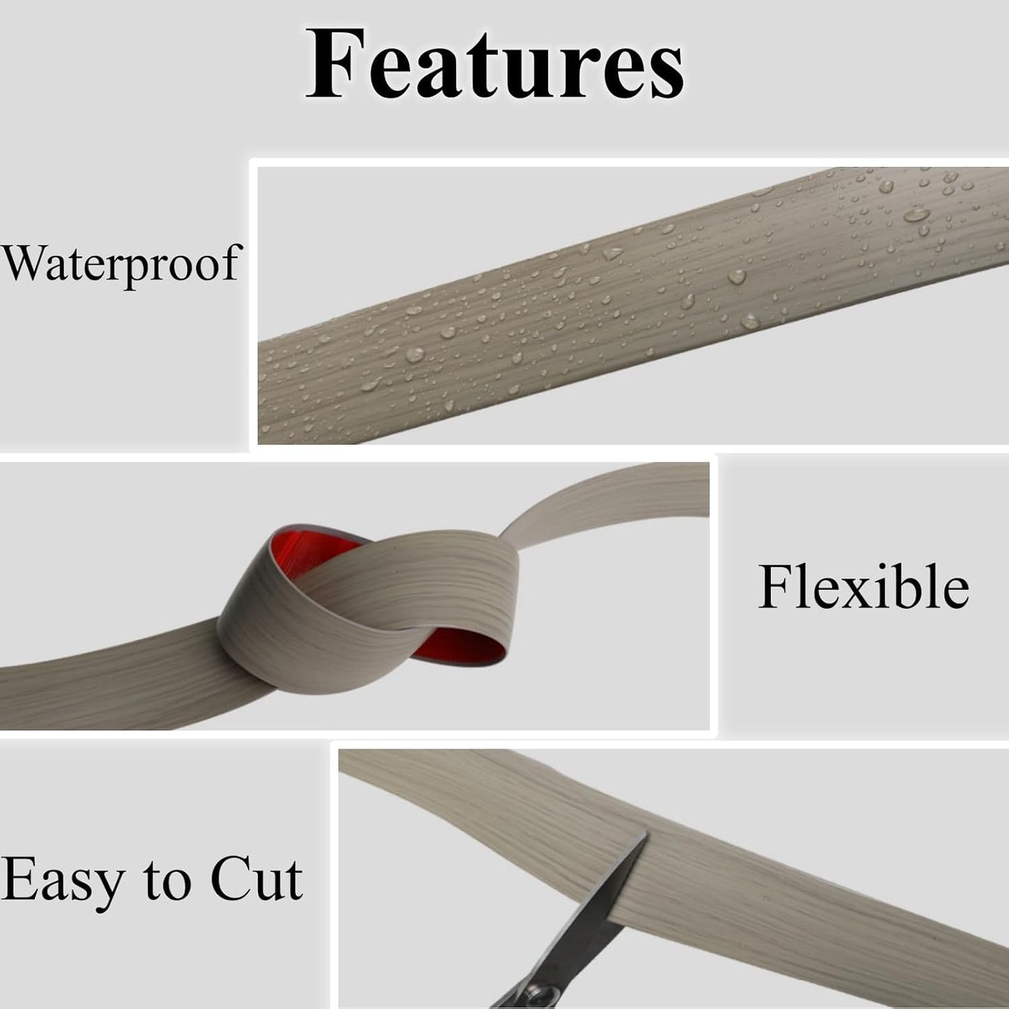 10 Ft x 2" Greymond Floor Transition Strip - Vinyl Adhesive Laminate Flat Divider for Joining Floor Gaps, Carpet, Threshold Cover - Beige Grey Floor Tiles