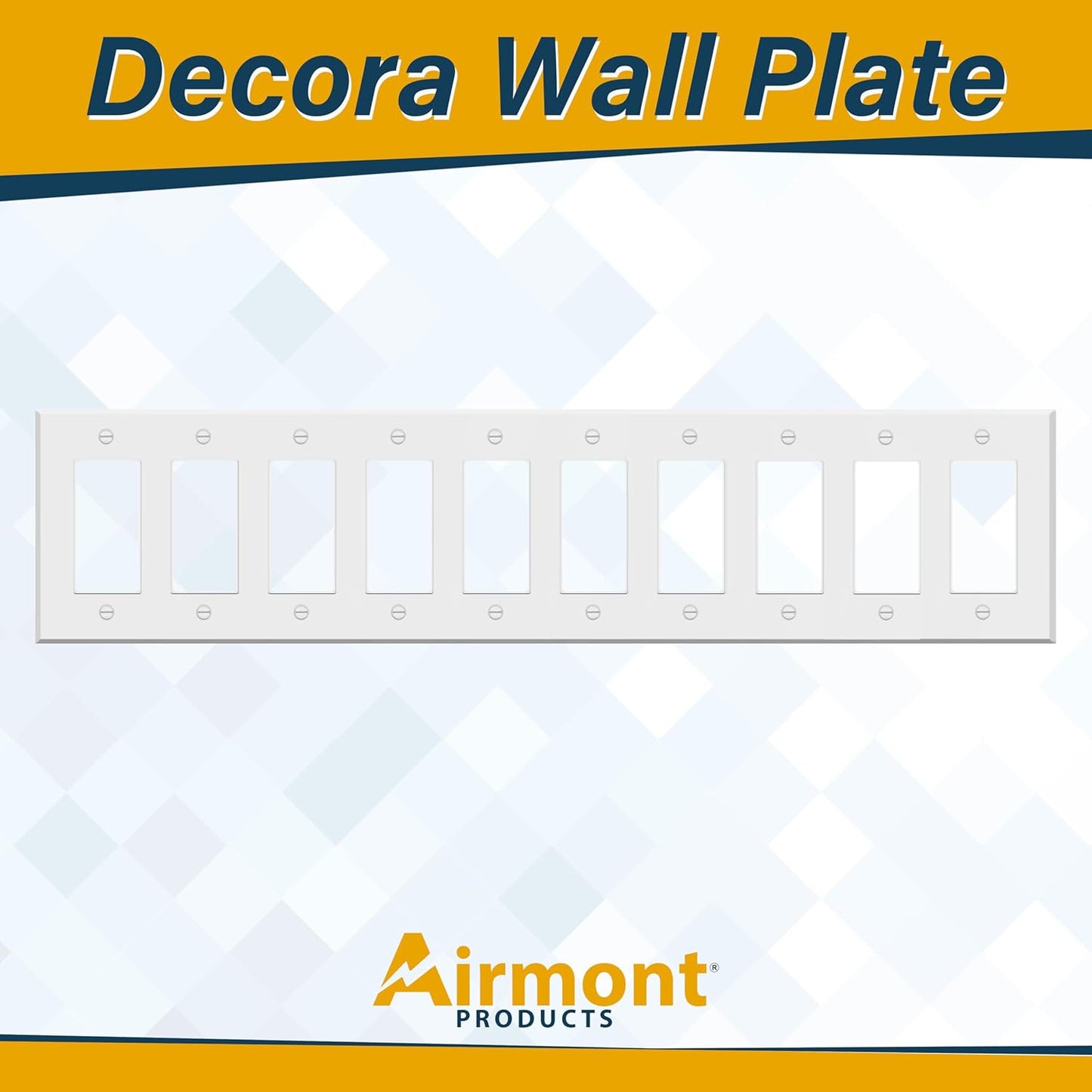 10-Gang Rocker Switch Cover - White Painted Metal Wall Plate - 4.5 x 19'' - Corrosion Resistant - Unbreakable Metal - 1 Pack