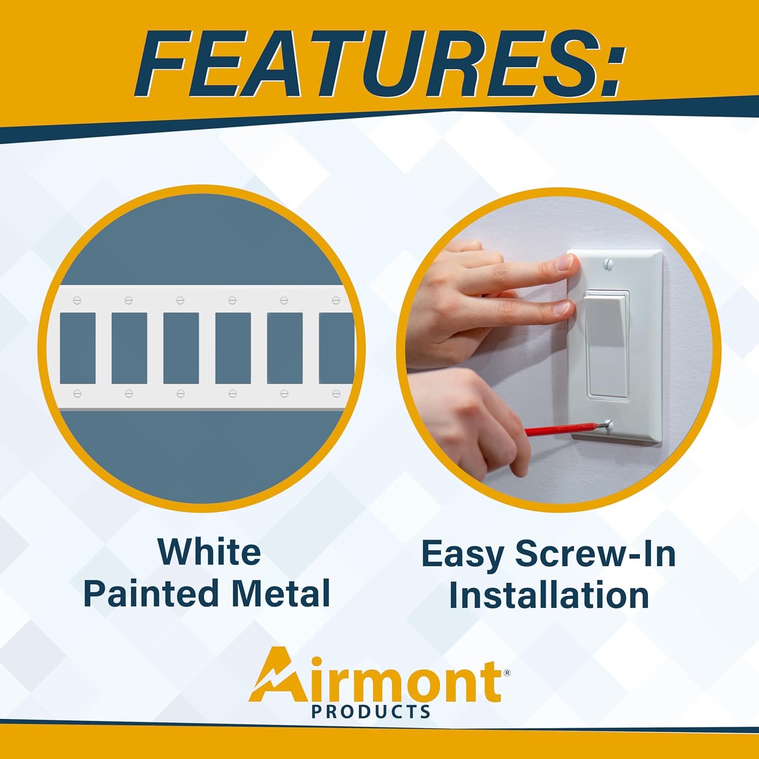 10-Gang Rocker Switch Cover - White Painted Metal Wall Plate - 4.5 x 19'' - Corrosion Resistant - Unbreakable Metal - 1 Pack