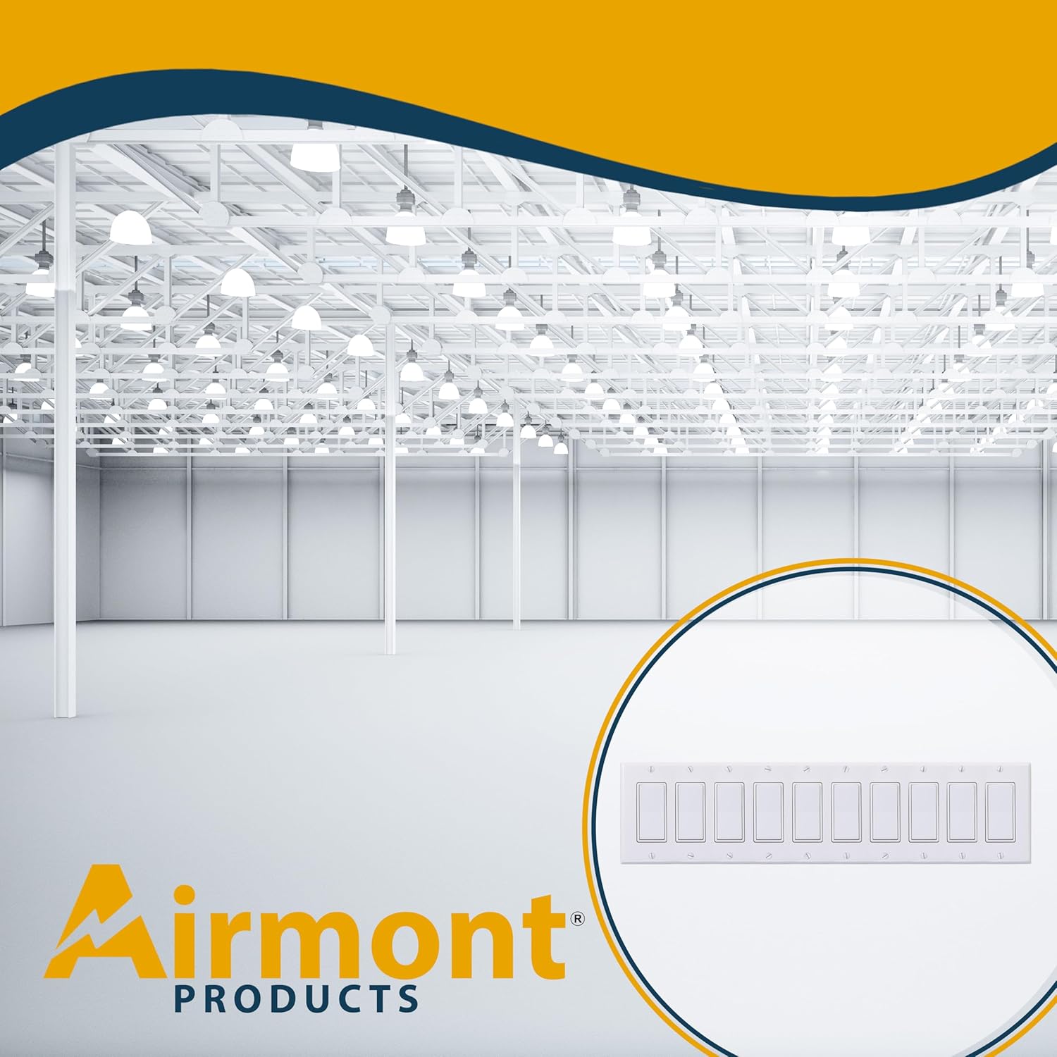 10-Gang Rocker Switch Cover - White Painted Metal Wall Plate - 4.5 x 19'' - Corrosion Resistant - Unbreakable Metal - 1 Pack