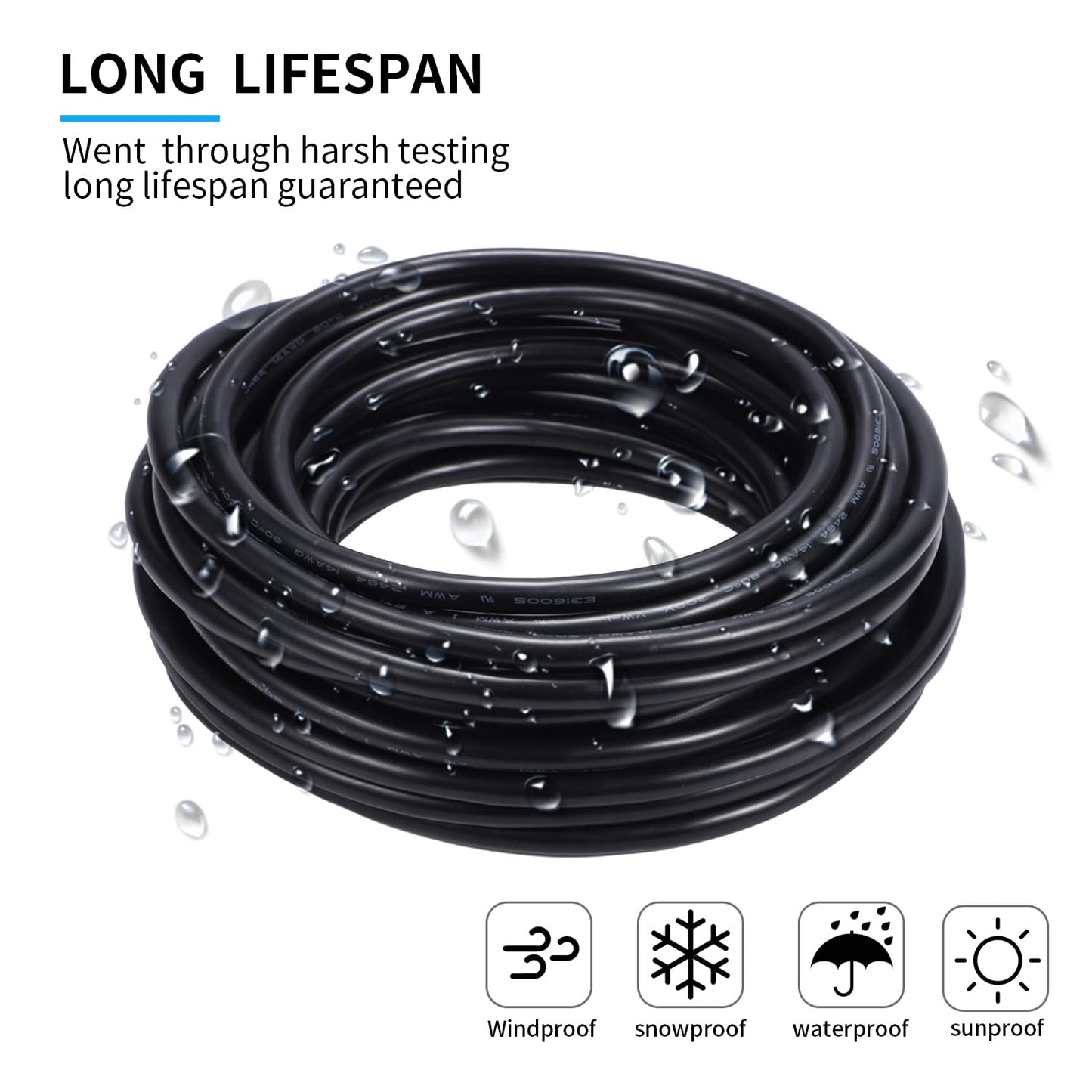 10 Gauge 2 Conductor Electrical Wire - 10 AWG Stranded PVC Cord - 65.6FT - Outdoor Lighting, Automotive, Solar Panel - Oxygen-Free Copper Cable