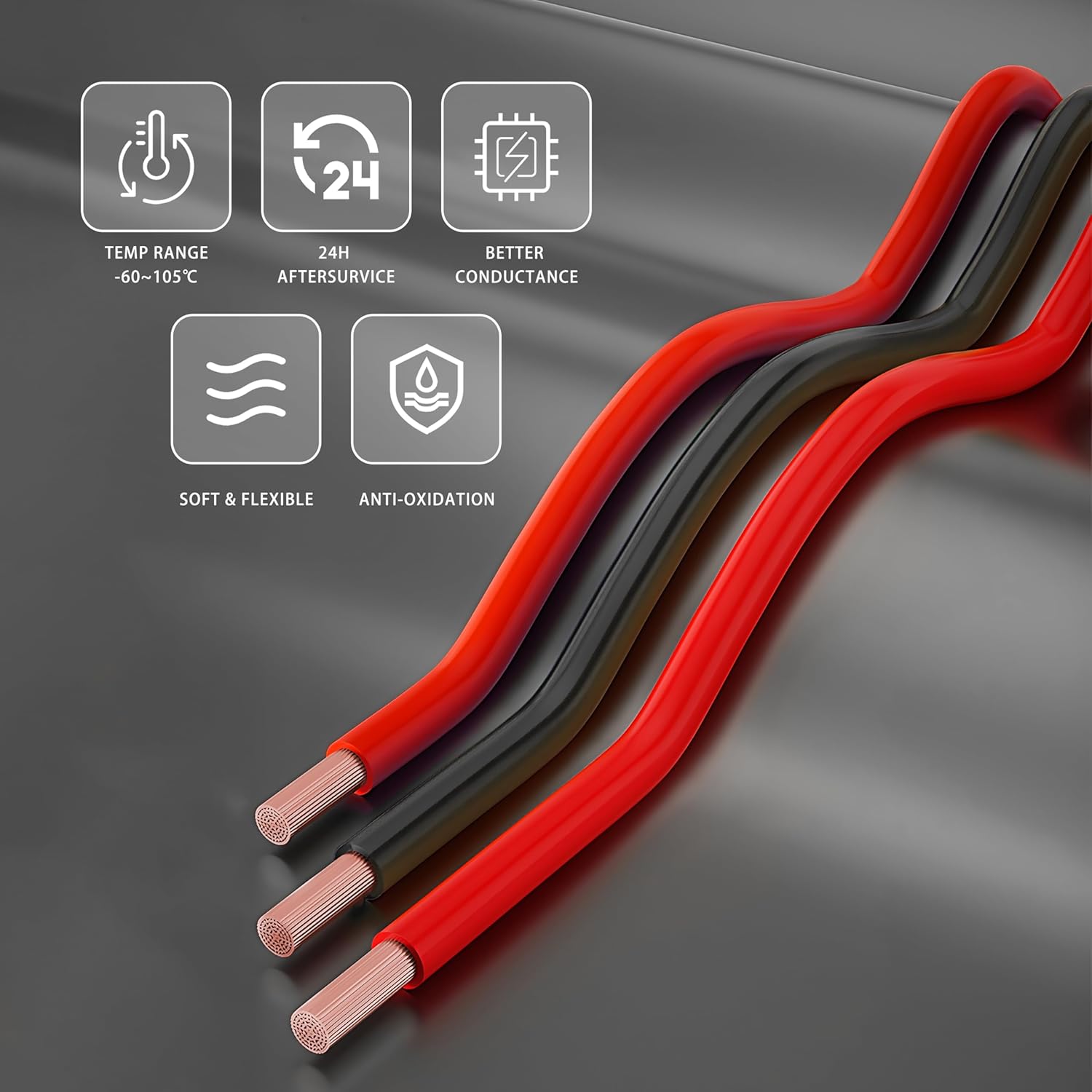 10 Gauge Flexible Electrical Wire Set - 10FT Black & Red Extension Cable 10AWG Stranded Oxygen Free Copper Wire for Automotive, Solar Panel, LED Lamps, Marine Boat Battery - 10/2-10FT