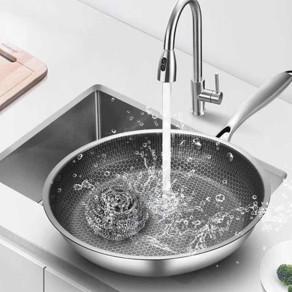 10" Hexagon Non-Stick Stainless Steel Frying Pan - Induction Ready Deep Skillet Sauté Pan (46x26x4.7cm)