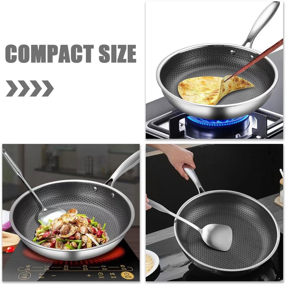 10" Hexagon Non-Stick Stainless Steel Frying Pan - Induction Ready Deep Skillet Sauté Pan (46x26x4.7cm)