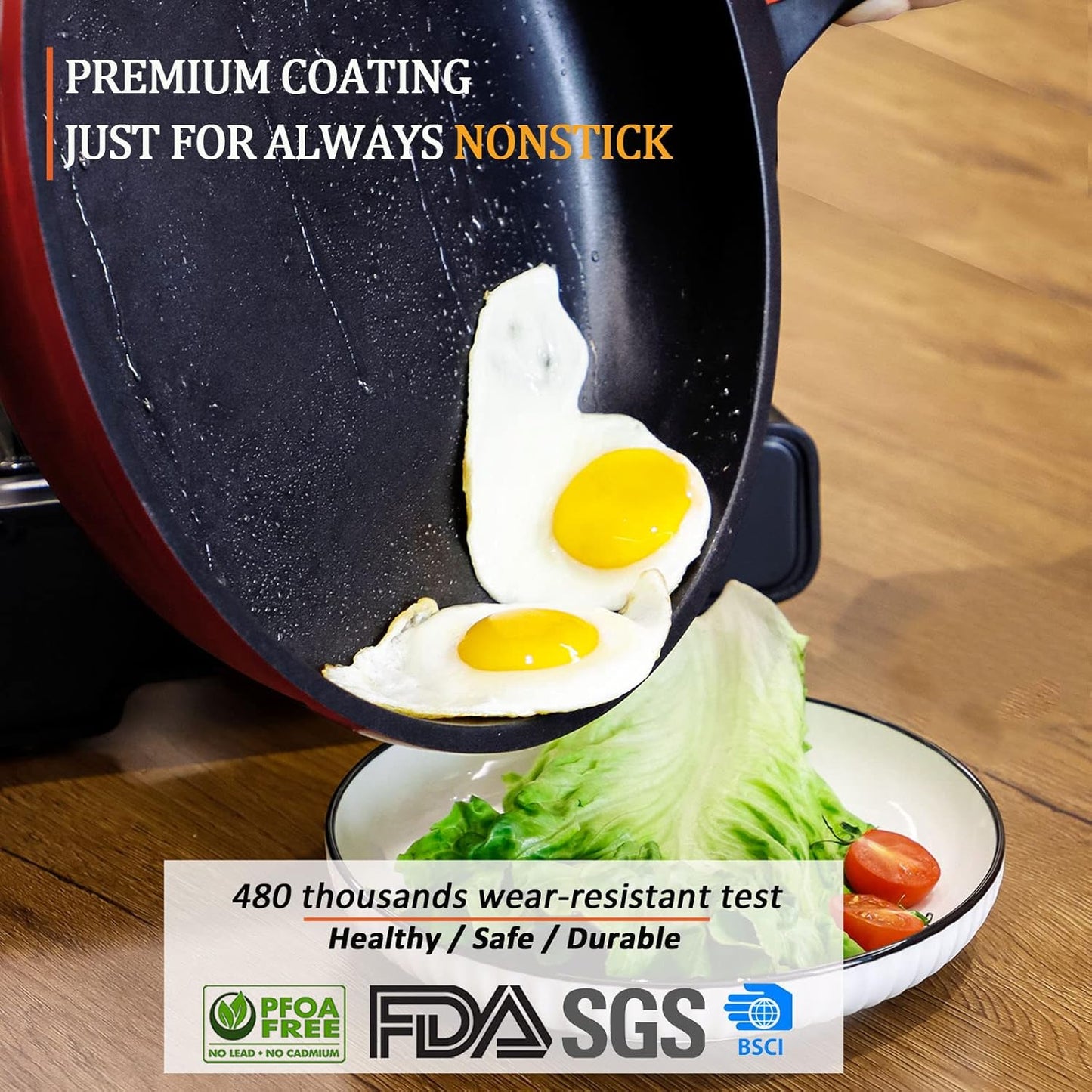 10 IN DIIG Non Stick Frying Pan with Lid - PFOA Free Aluminum Skillet for Gas, Electric Stove Top