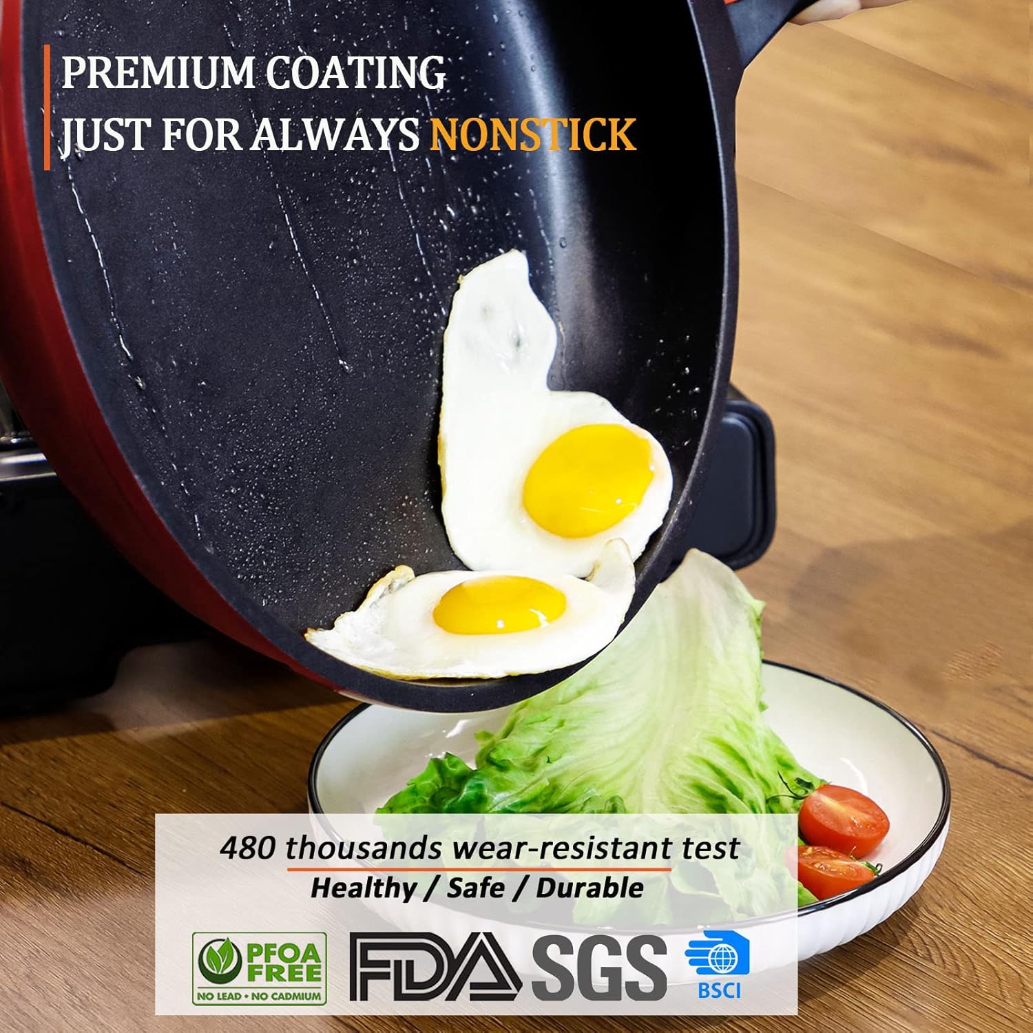 10 IN DIIG Non Stick Frying Pan with Lid - PFOA Free Aluminum Skillet for Gas, Electric Stove Top