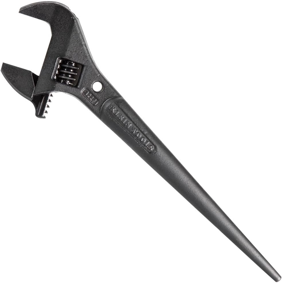 10-Inch Adjustable Spud Wrench by Klein Tools - Extra Wide with Tether Hole, Made in USA for 1-7/16-Inch Nuts and Bolts