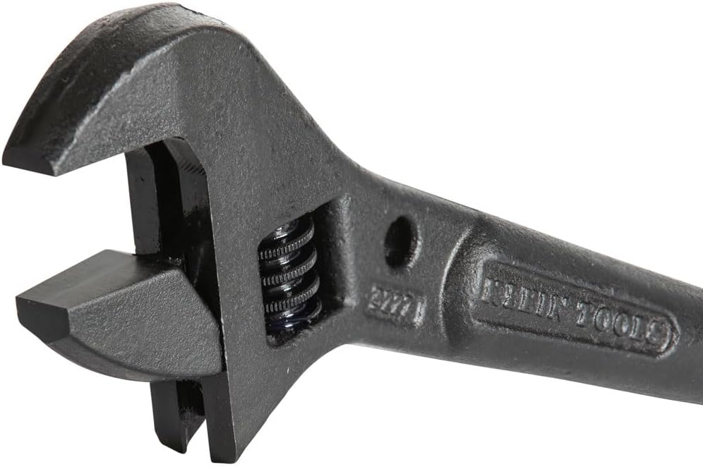 10-Inch Adjustable Spud Wrench by Klein Tools - Extra Wide with Tether Hole, Made in USA for 1-7/16-Inch Nuts and Bolts