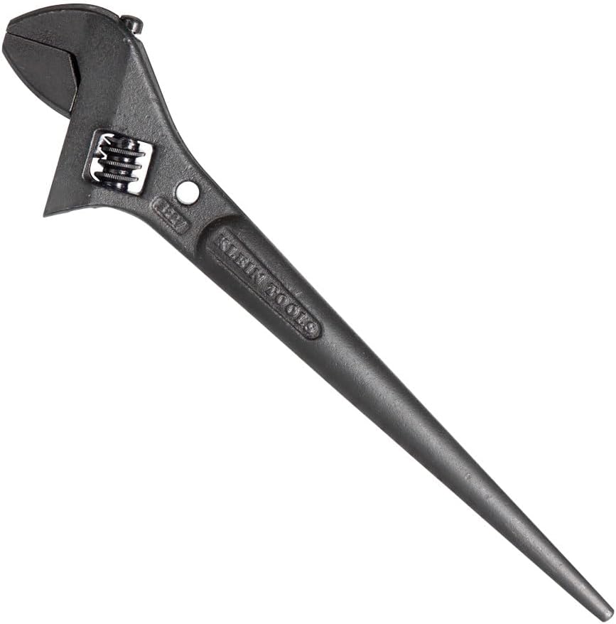 10-Inch Adjustable Spud Wrench by Klein Tools - Extra Wide with Tether Hole, Made in USA for 1-7/16-Inch Nuts and Bolts