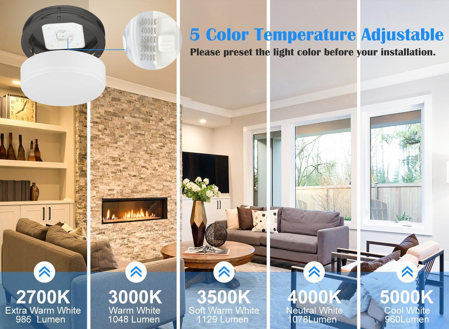 10 Inch Black Ceiling Light Fixture and 3-Light Black Vanity Light Fixture Bundle for Bathroom by Faymart Lighting