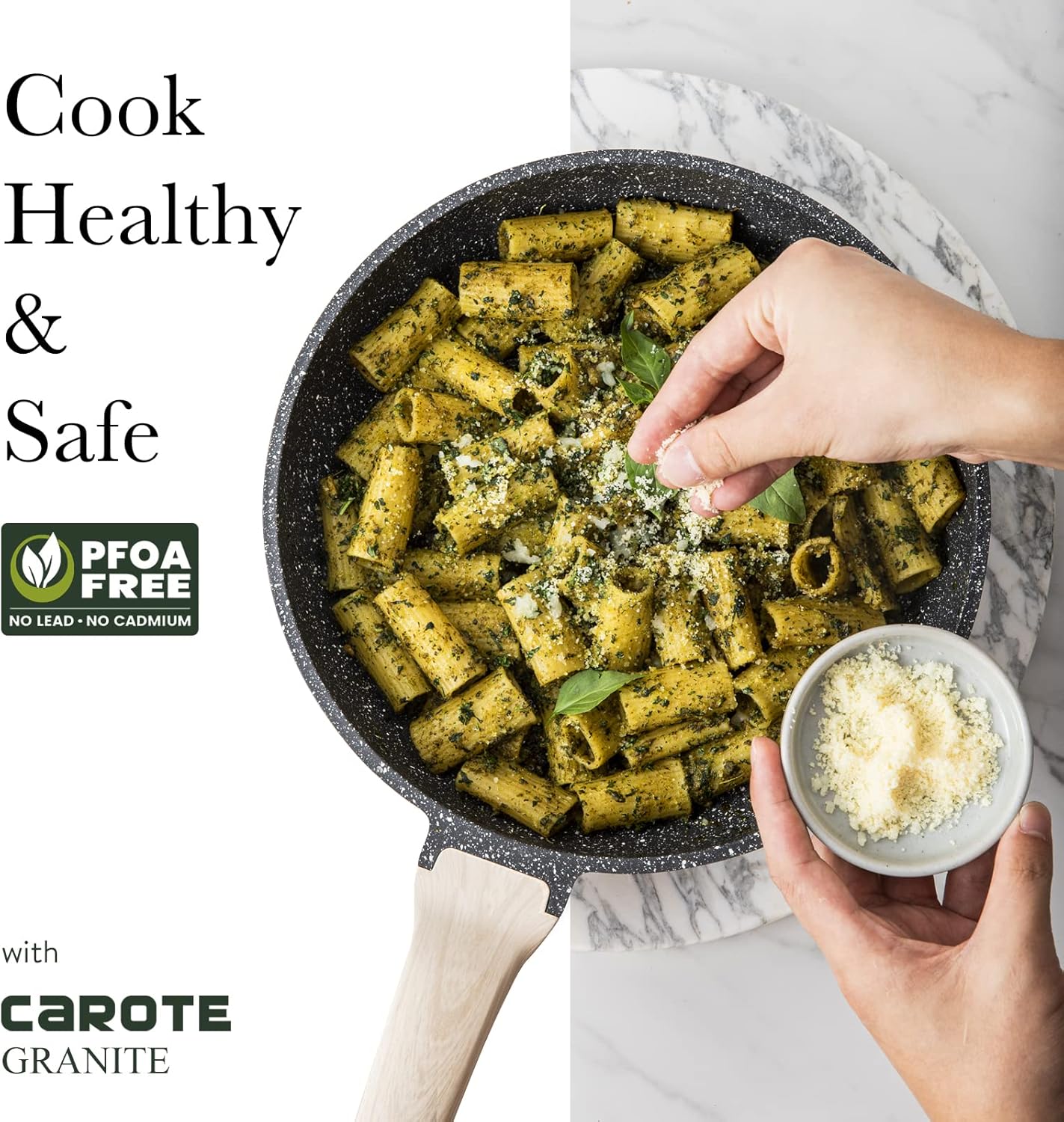 10-Inch CAROTE Nonstick Frying Pan Skillet with Glass Lid - PFOA Free Granite Fry Pan for Eggs, Omelets, and More