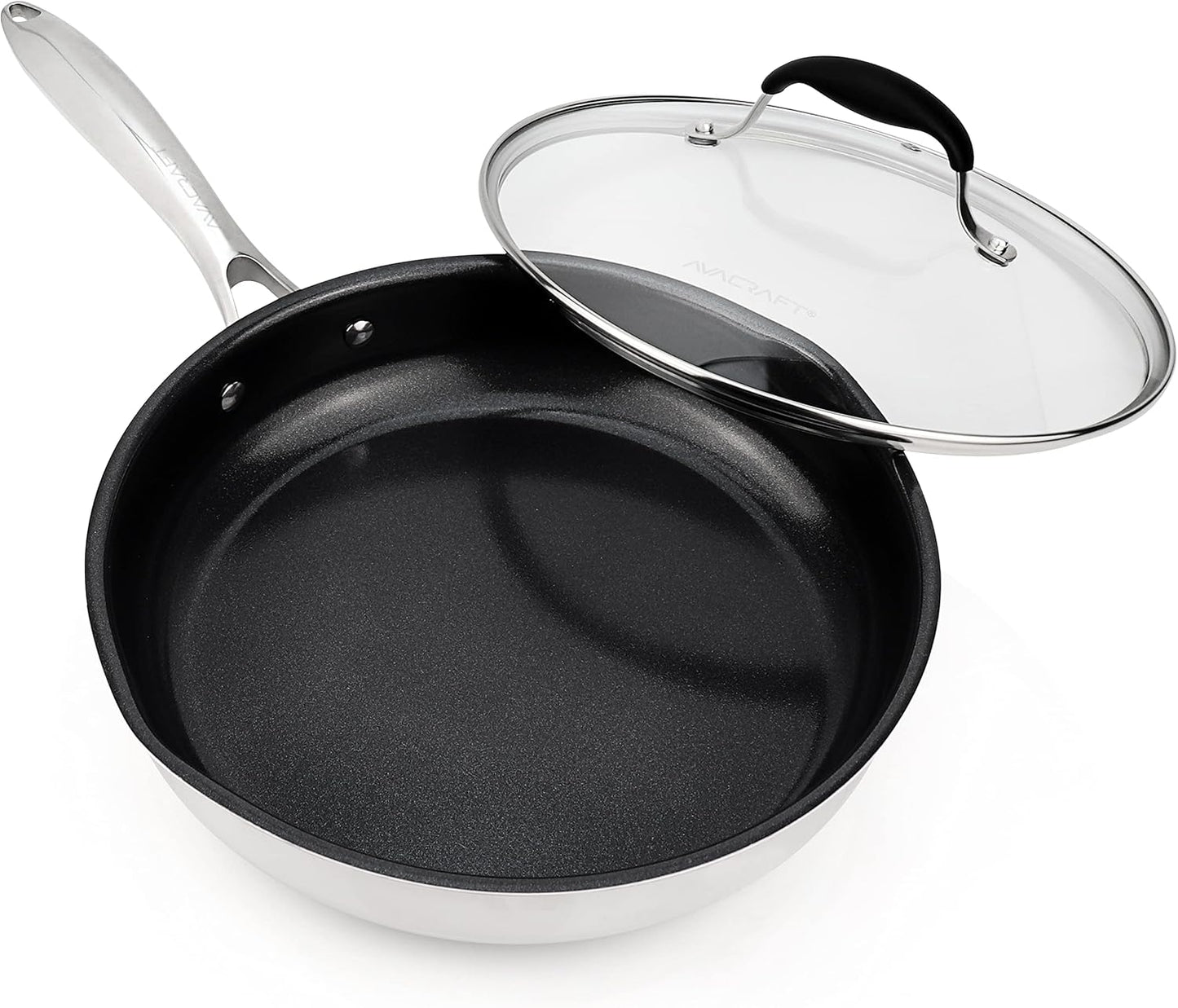 10 Inch Ceramic Nonstick Frying Pan with Lid - PFOA and PTFE Free Skillet for Healthy Cooking