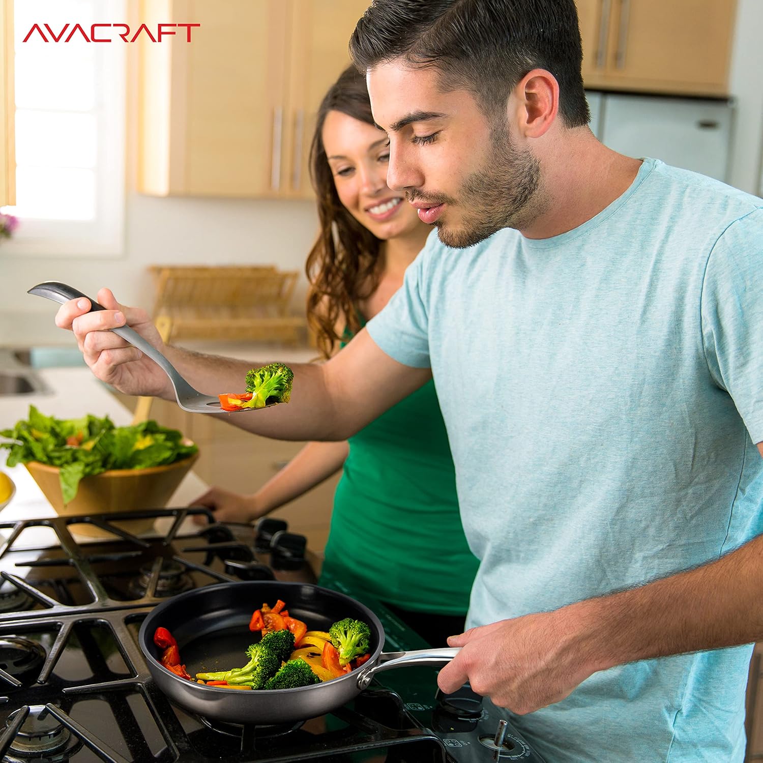 10 Inch Ceramic Nonstick Frying Pan with Lid - PFOA and PTFE Free Skillet for Healthy Cooking