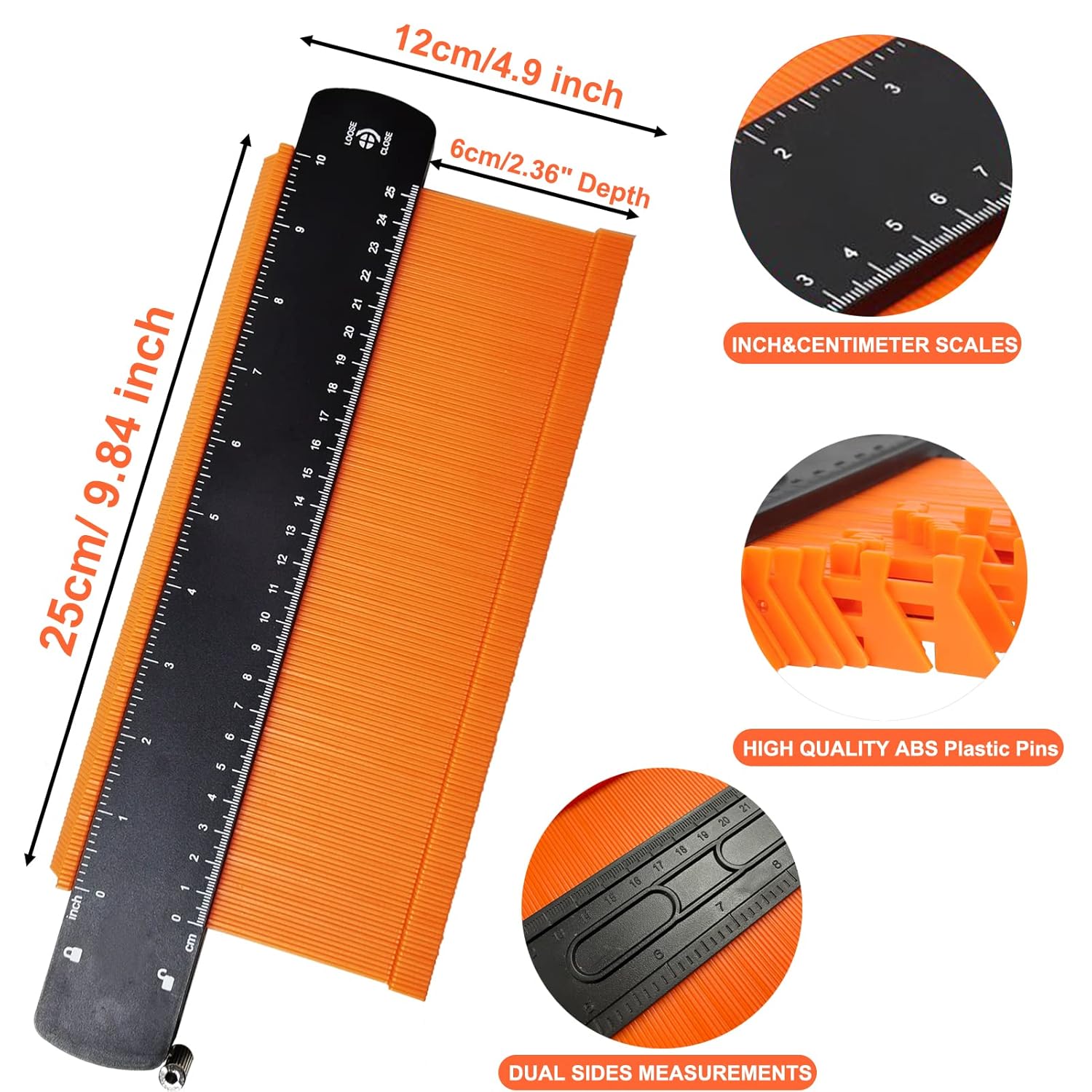 10 Inch Contour Gauge Profile Tool with Lock - Shape and Outline Duplicator for Woodworking, Flooring, Carpenter - Super Gauge Measuring Tool for Construction - Cool Gift Idea